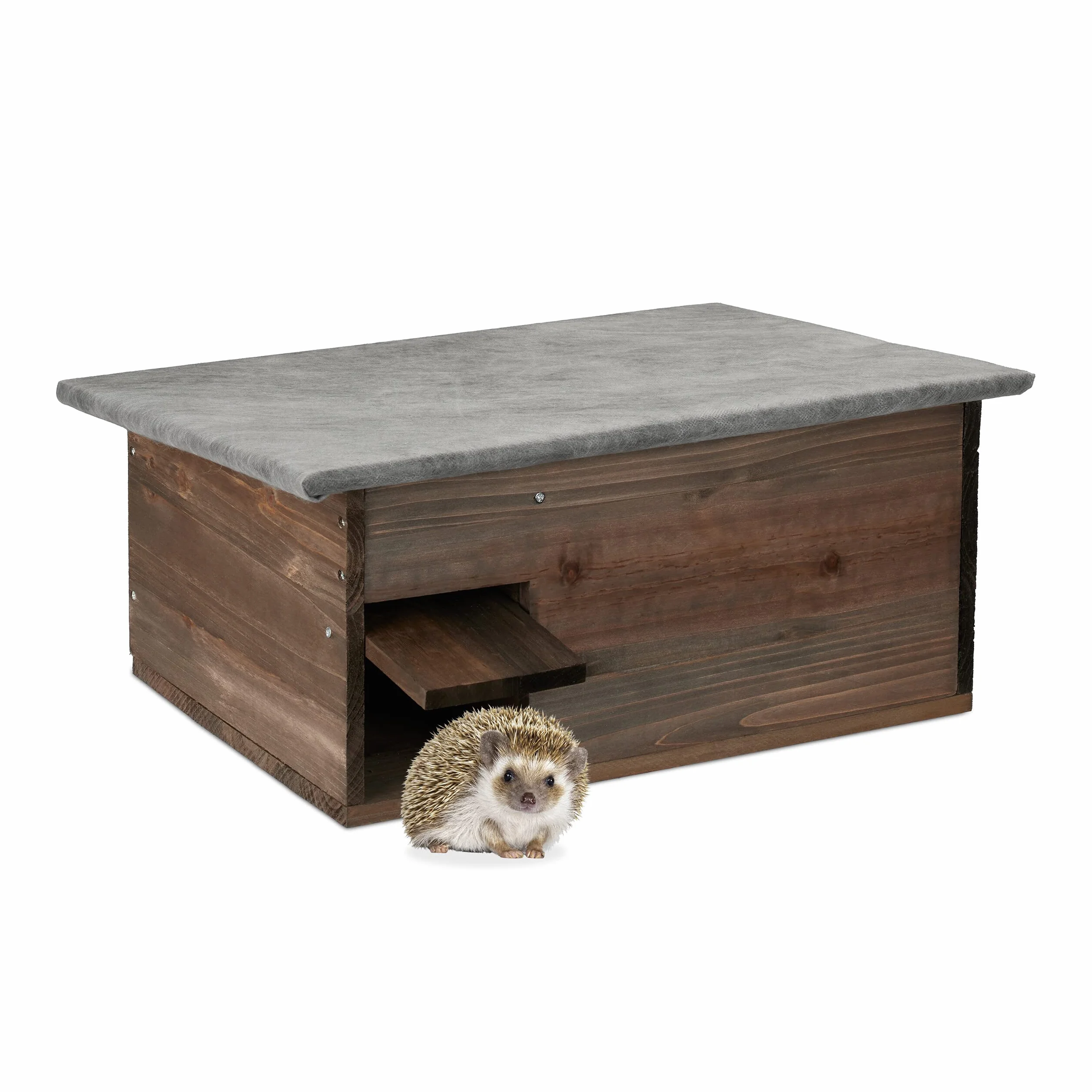 Relaxdays Abri à hérissons Bois avec Sol Trappe entrée Labyrinthe HxLxP 20 x 45,5 x 33 cm Marron