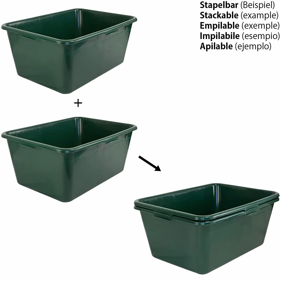 Bac à gibier, bac à Nourriture, bac à mortier, bac en Plastique, bac à Eau, réservoir d'eau, 65 L / 90 L, Vert, Multi bac Petigi