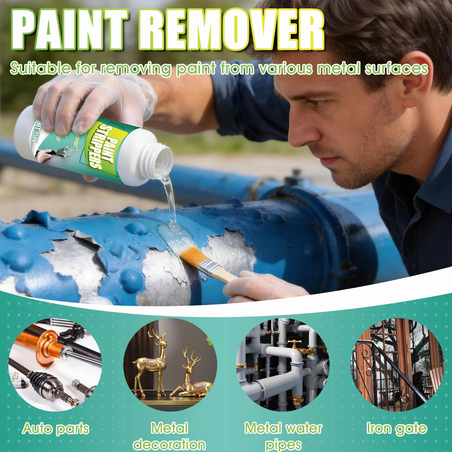 Décapant Peinture Puissant pour Métal et Bois 150g avec Pinceau et Gants