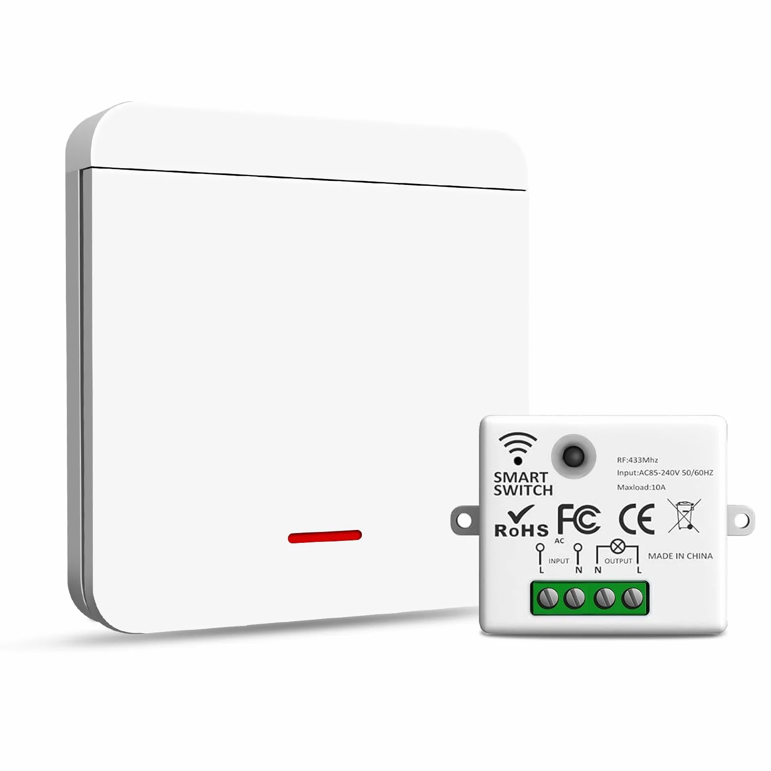 Interrupteur d'éclairage sans fil 10 A 1500 W avec récepteur de sécurité