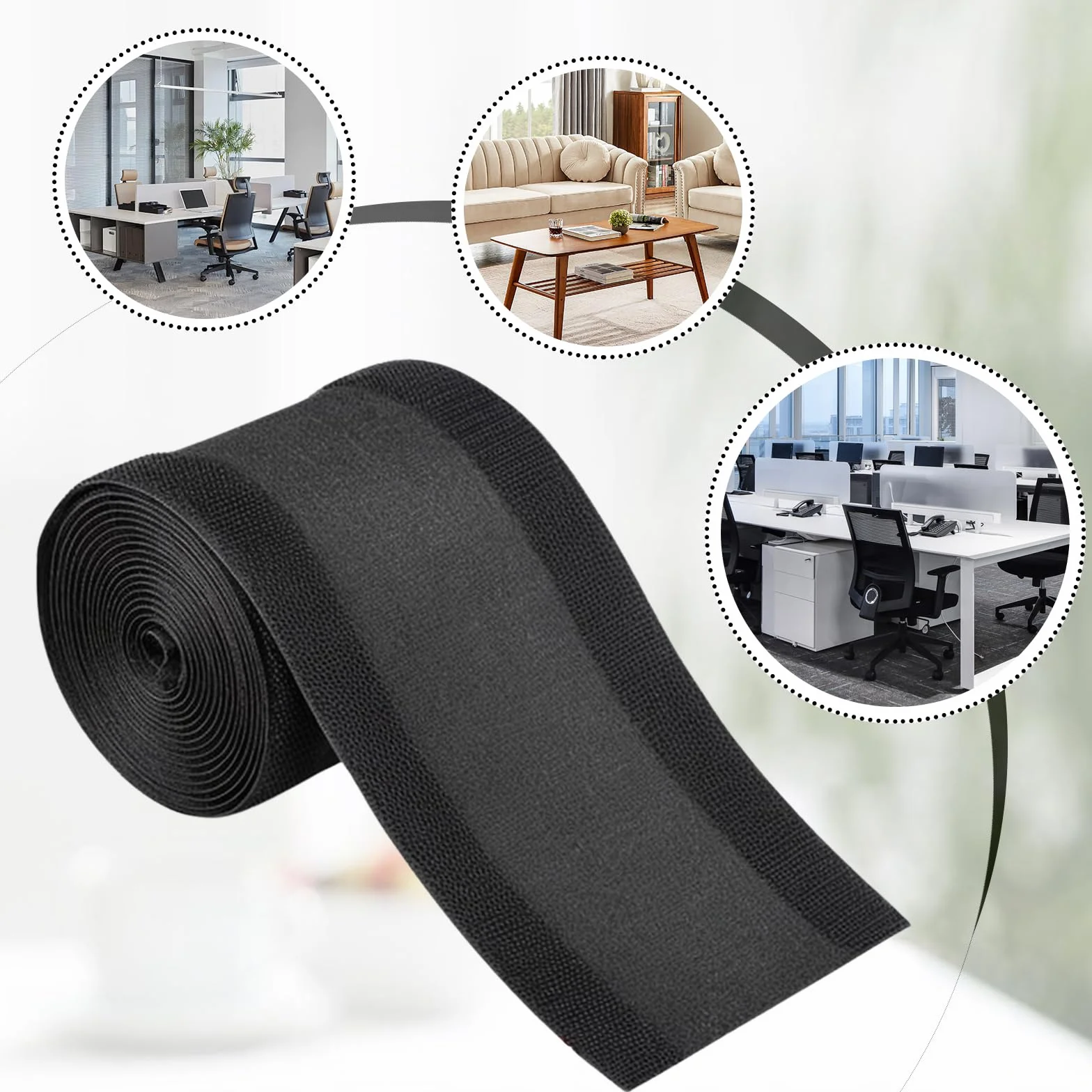 Goulotte Passe-Câble de Sol, Cache-Câble pour Moquette, Largeur 10 cm x Longueur 300 cm