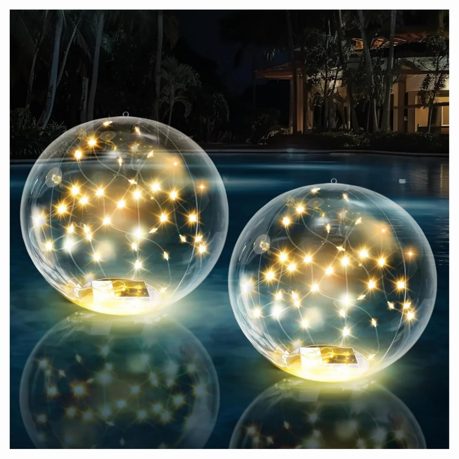 2pcs Lampes Flottantes pour Piscine Solaires, Boules Lumineuses Gonflables (35 cm) Accrochables, Lampes Flottantes pour Piscine avec Télécommande, Lumière Flottante étanche IP68 (Couleur chaude)