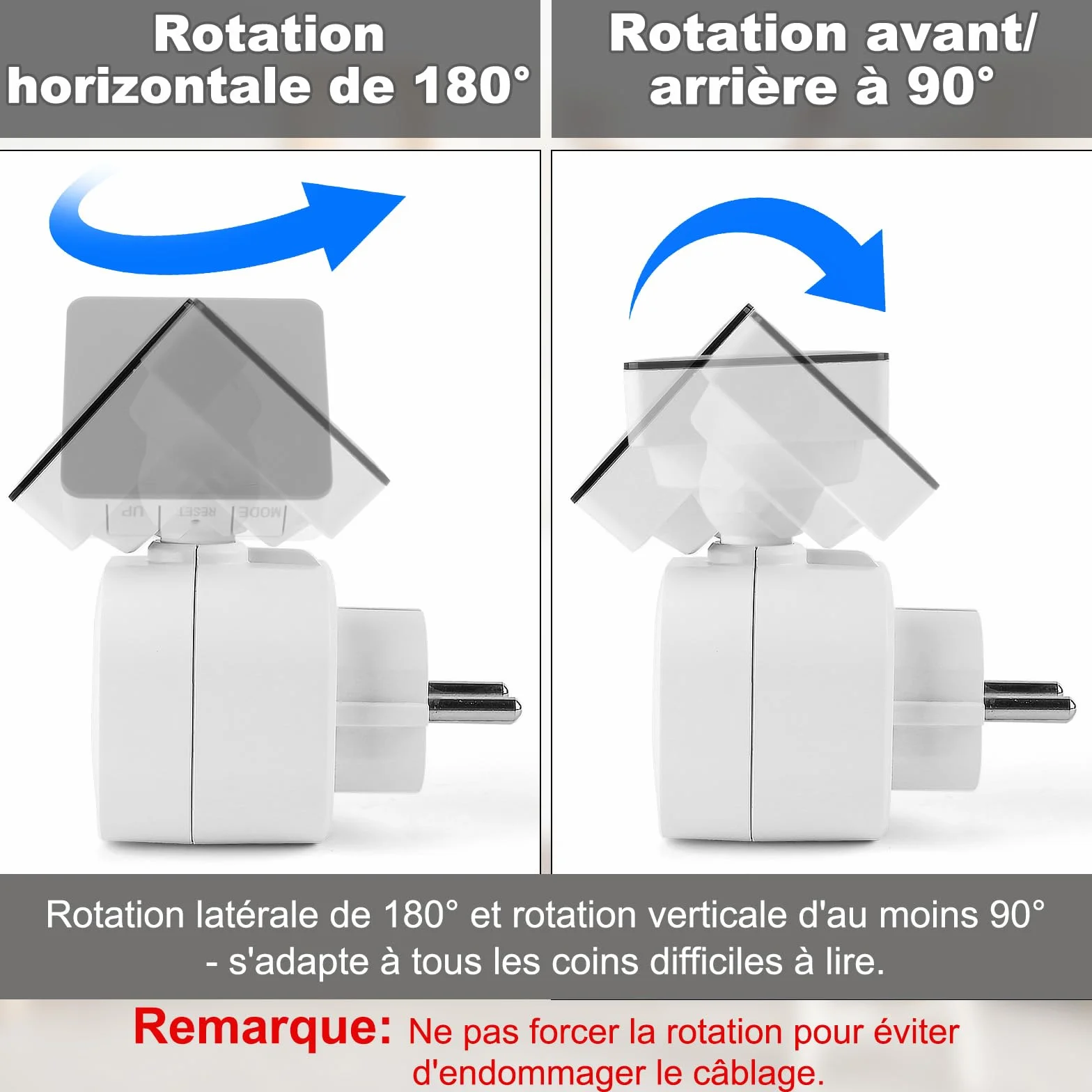Compteur Électrique Wattmètre Prise avec LCD Rotatif 180°, 6 Modes Mesure kWh, Tension, Courant, Coût