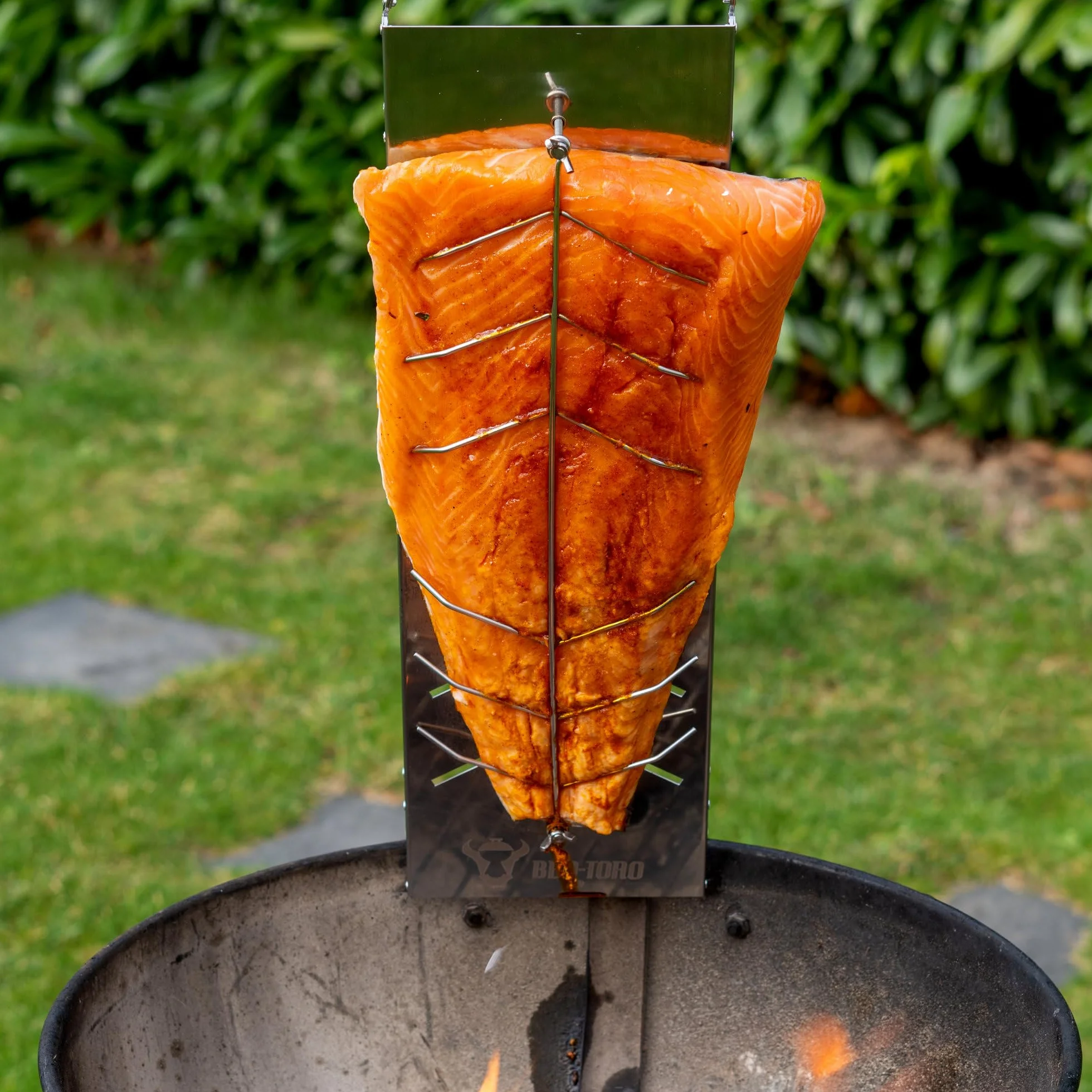 BBQ-TORO Lot de 2 Planches à Saumon en Acier Inoxydable pour Fumage et Grillades