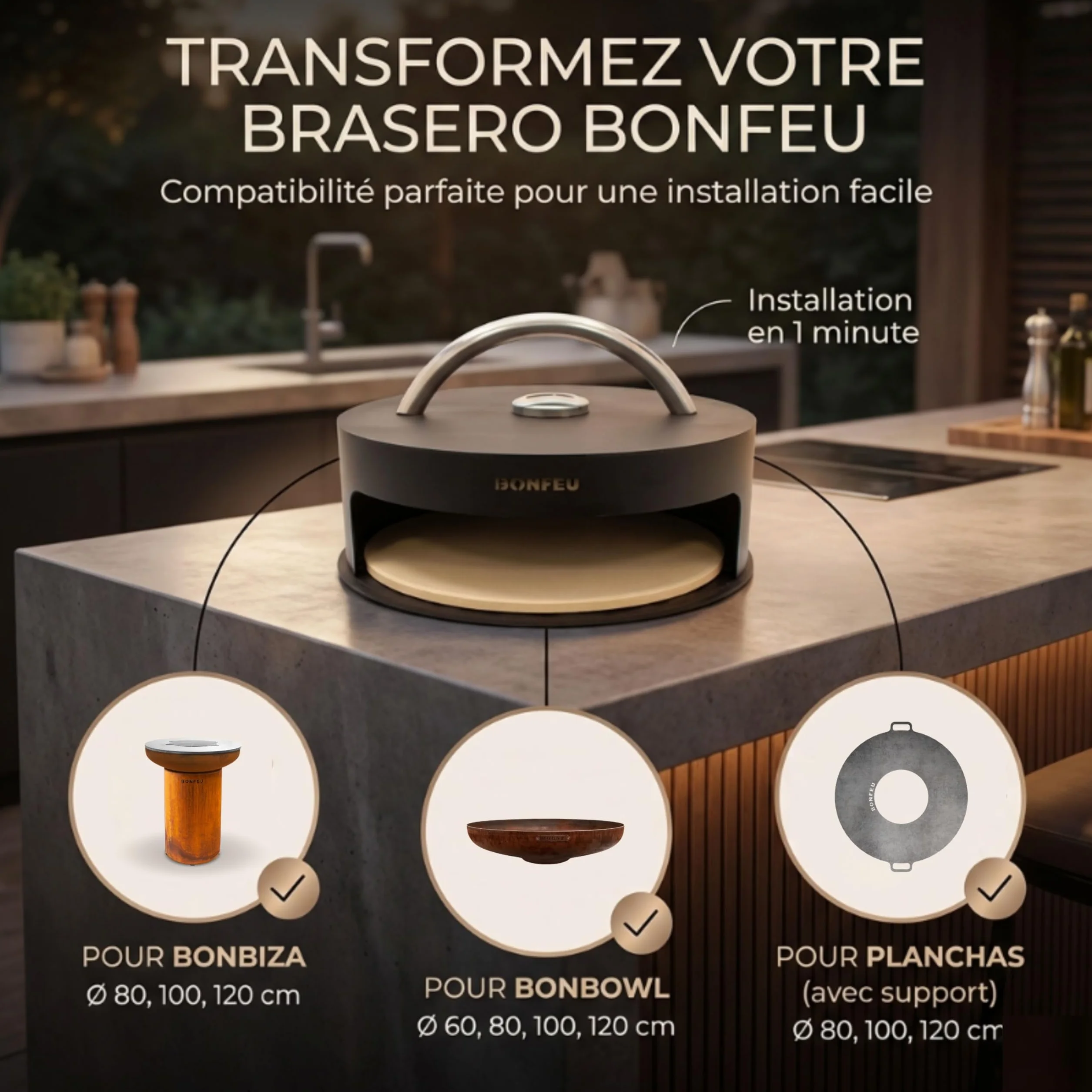 BonFeu BonBiza Brasero Exterieur Barbecue Noir