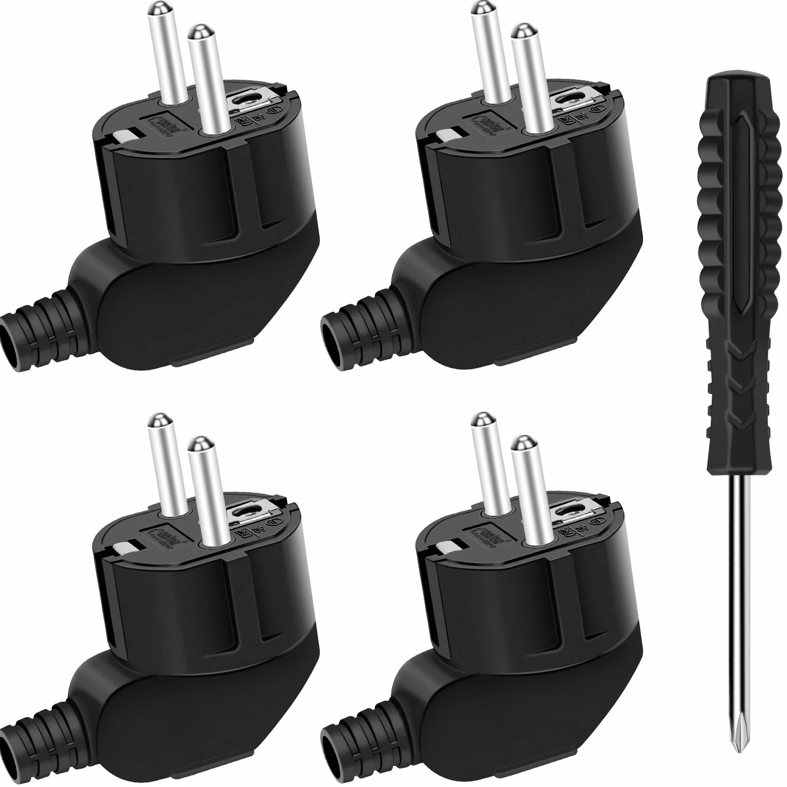 Fiches Schuko Prise Electrique Male 250V 16A Etanche Exterieur Fiche Coudée Mise à la Terre Nero
