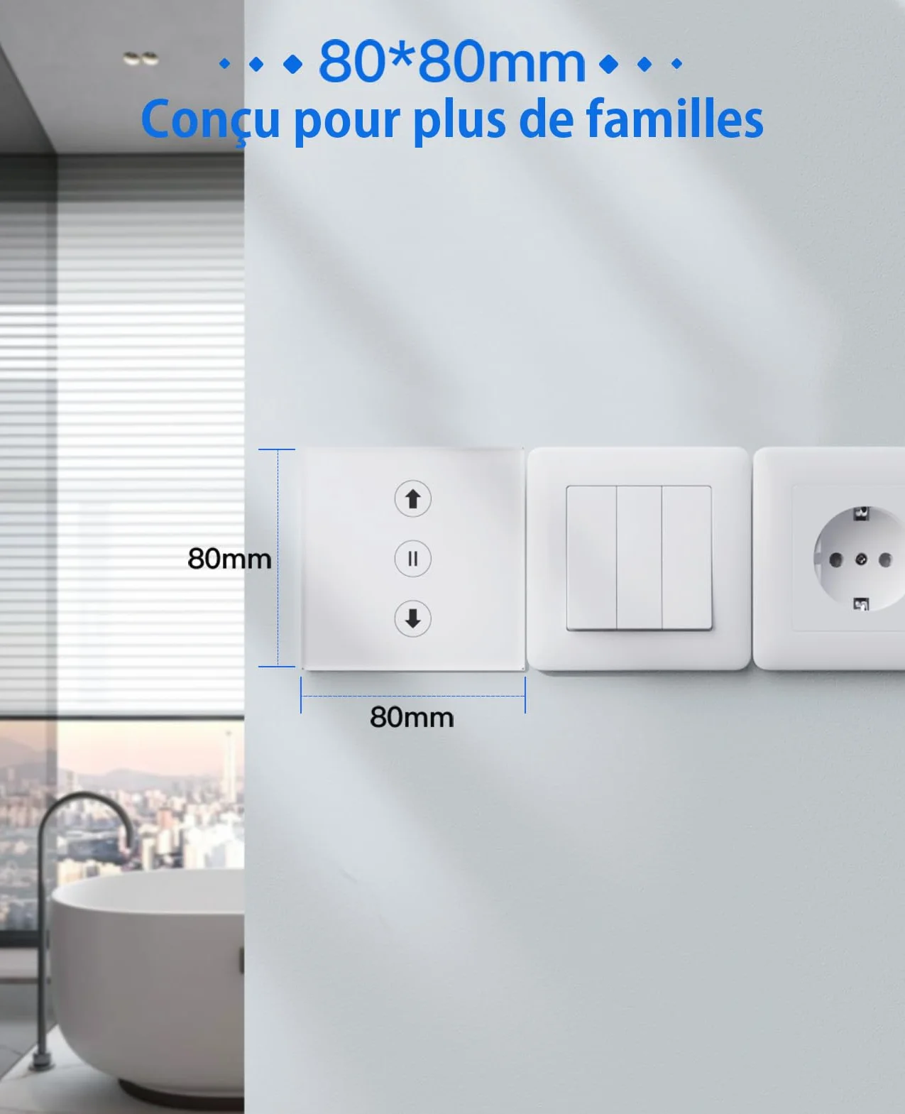 Interrupteur Volet Roulant Connecté CS01, Compatible Alexa/Google Home/Smart Life, Commande Vocale et APP