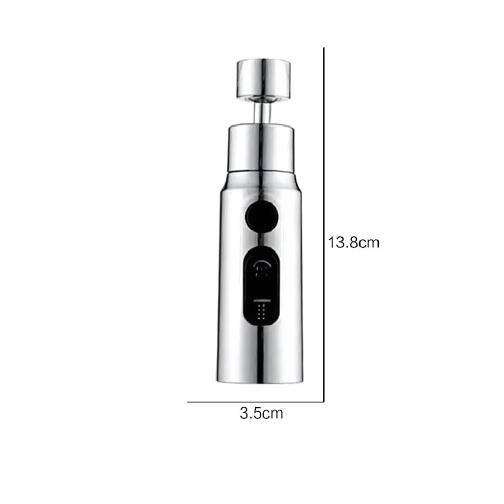 Tête de Pulvérisation de Robinet de Cuisine 3 Modes Brise Jet Embout avec Aérateur Douchette Évier 360 Degrés Argent