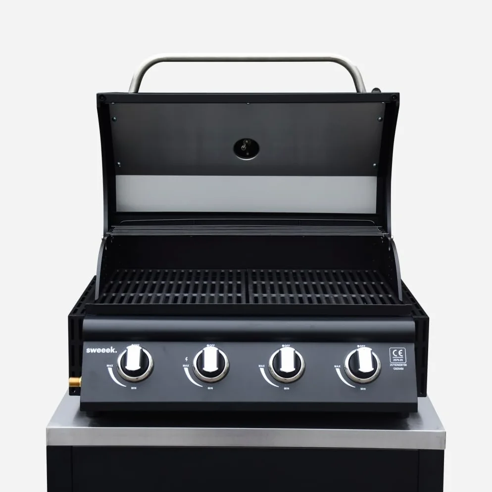 sweeek - Barbecue à gaz avec 4 brûleurs à poser avec récupérateur de graisse
