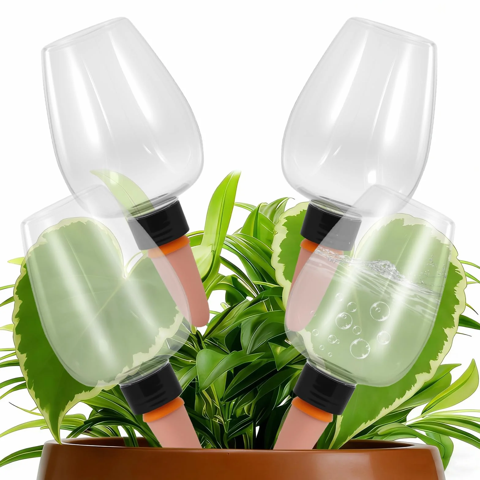 Lot de 4 boules d'arrosage, 500 ml, irrigation automatique des plantes, distributeur d'eau pour l'arrosage automatique des plantes d'intérieur et de jardin