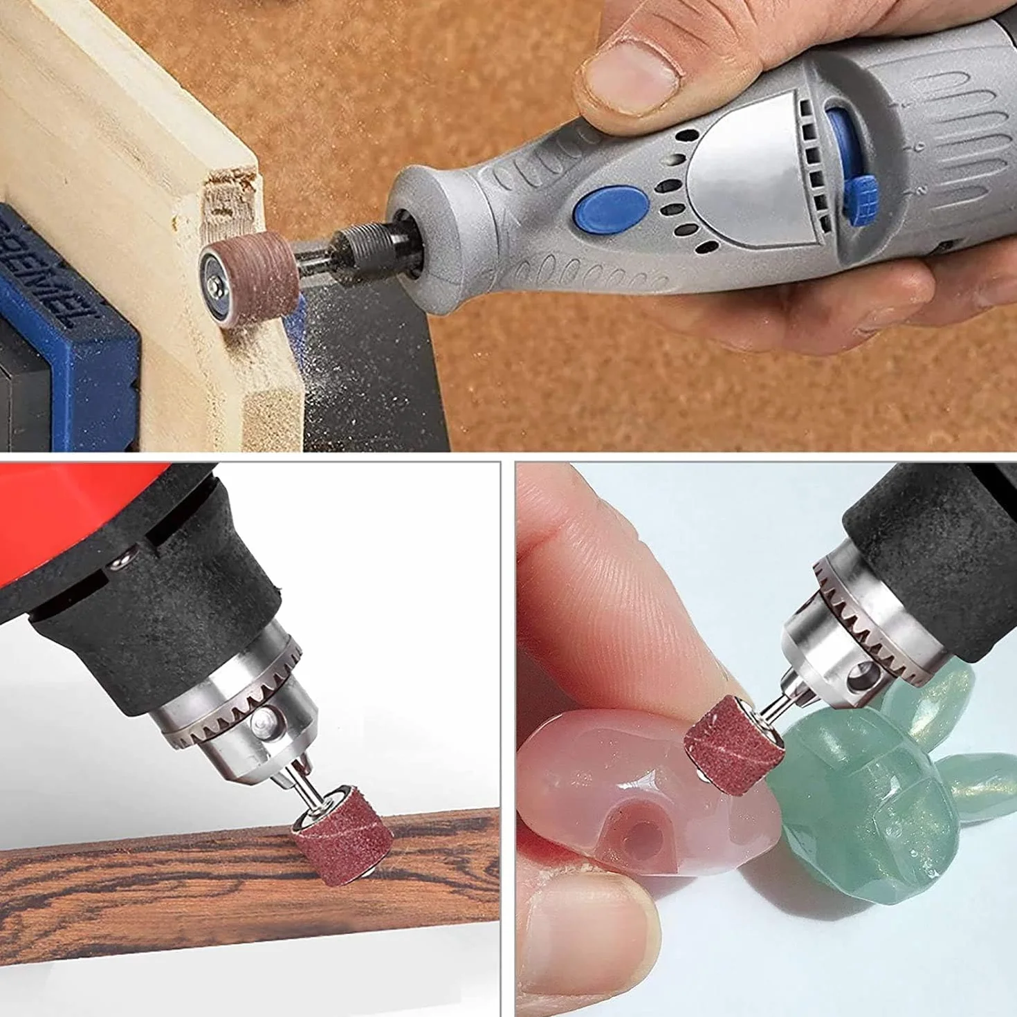Manchons Abrasifs 150 Pièces avec Tambour de Ponçage pour Dremel Outil Rotatif