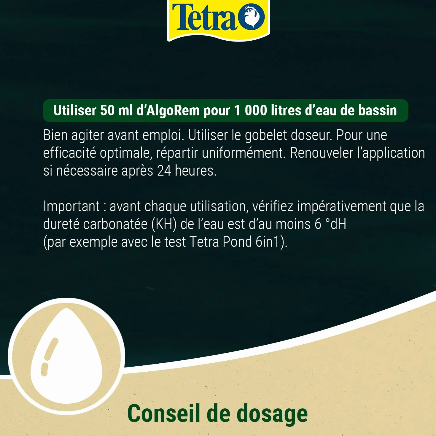 Tetra Pond AlgoRem 1 L Traitement Eau Bassin Jardin Elimine Eau Verte Algues