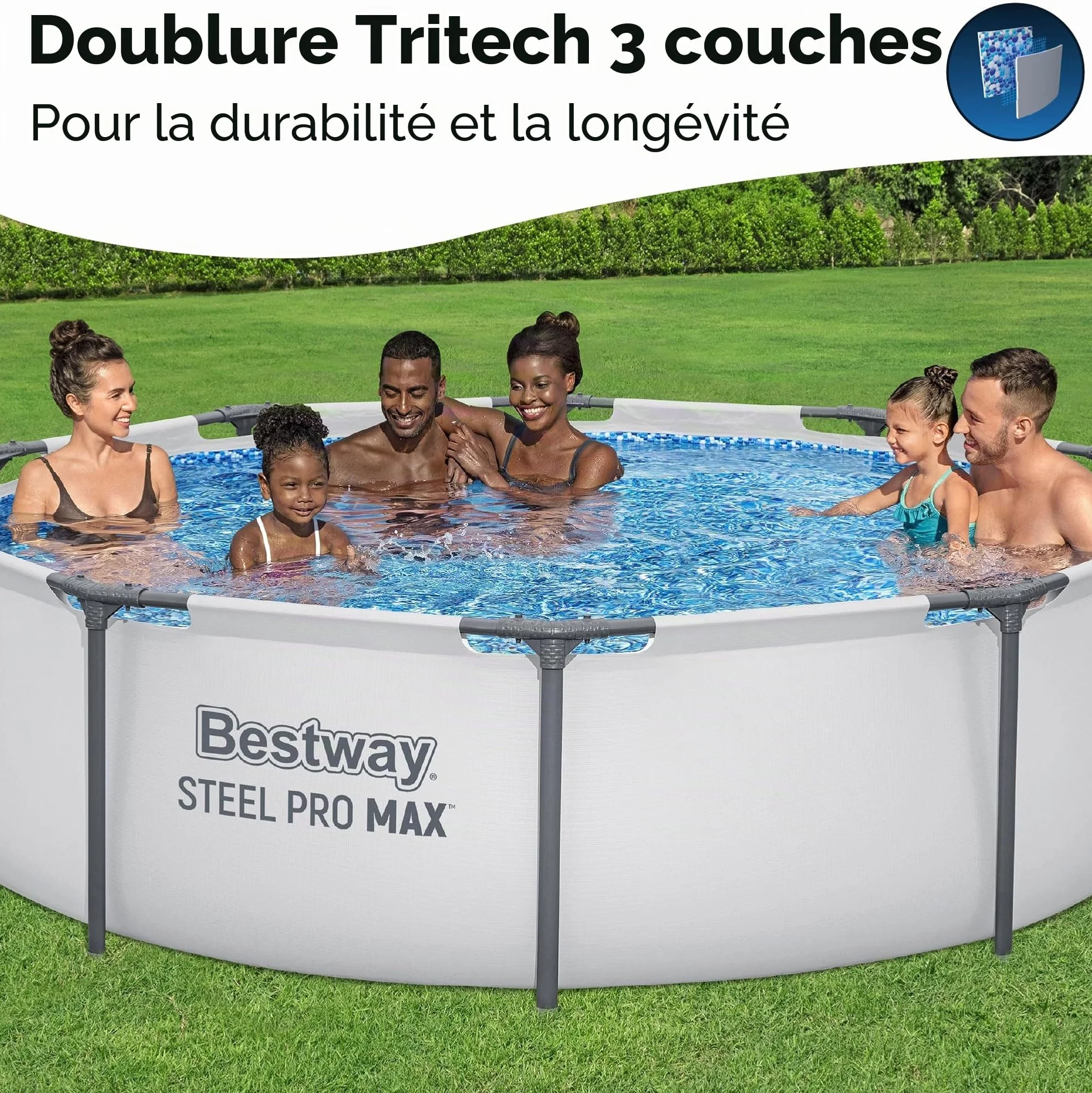 Bestway Piscine Steel Pro Max 56406 FrameLink 305 x 76 cm Gris