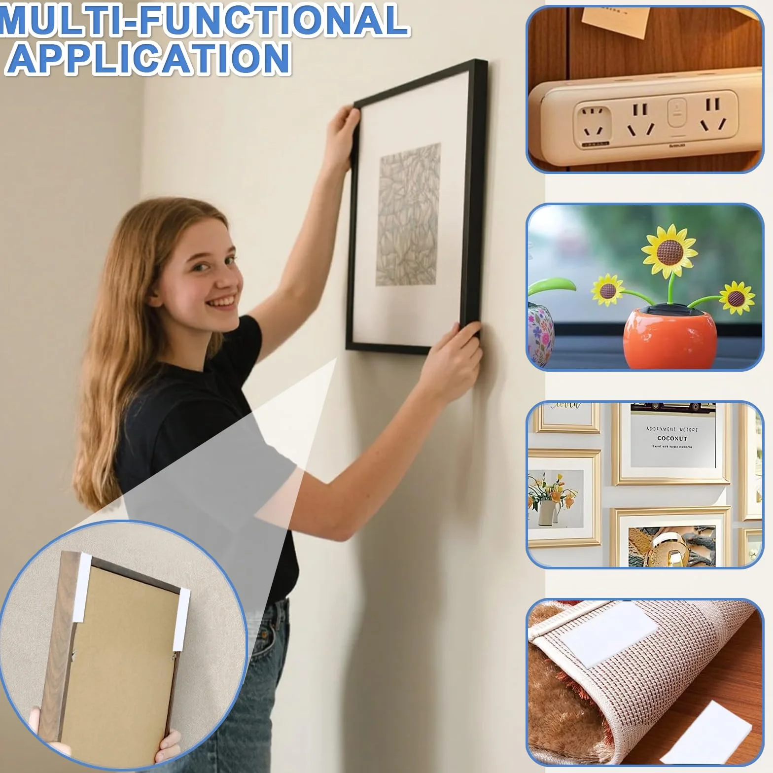 Ruban Mousse Adhésif Double Face 3 Tailles Puissant Amovible Résistant à l’Eau Fixation Industrielle pour Décoration Murs Plafonds Voiture Intérieur Extérieur