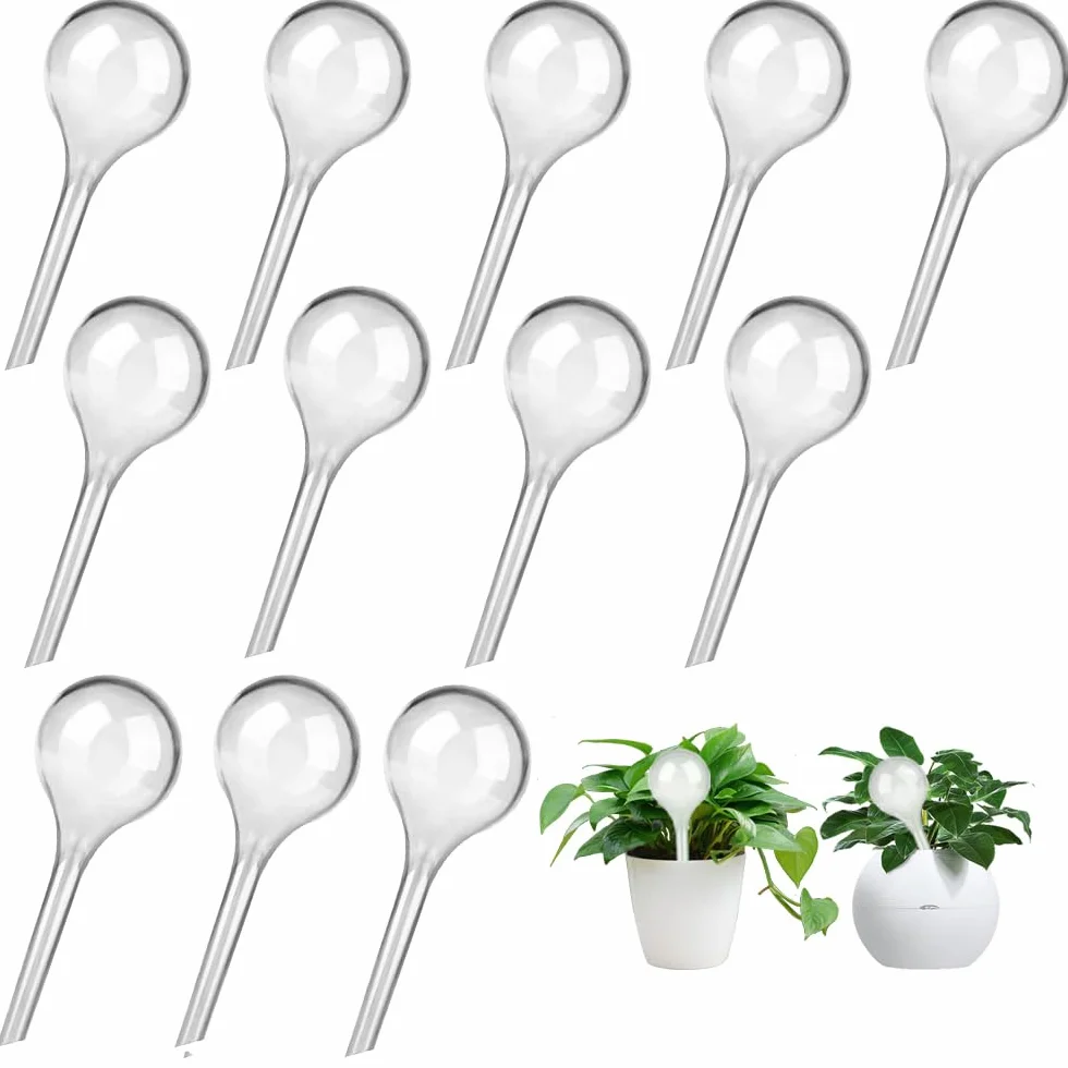 12 Pièce Globes d'arrosage, Petits Automatique Boule d'irrigation en Plastique Bulbes Goute à Goute Arrosage Plante Vacances pour Arrosage Plante Interieur Fleurs Jardin en Pot (Transparent)