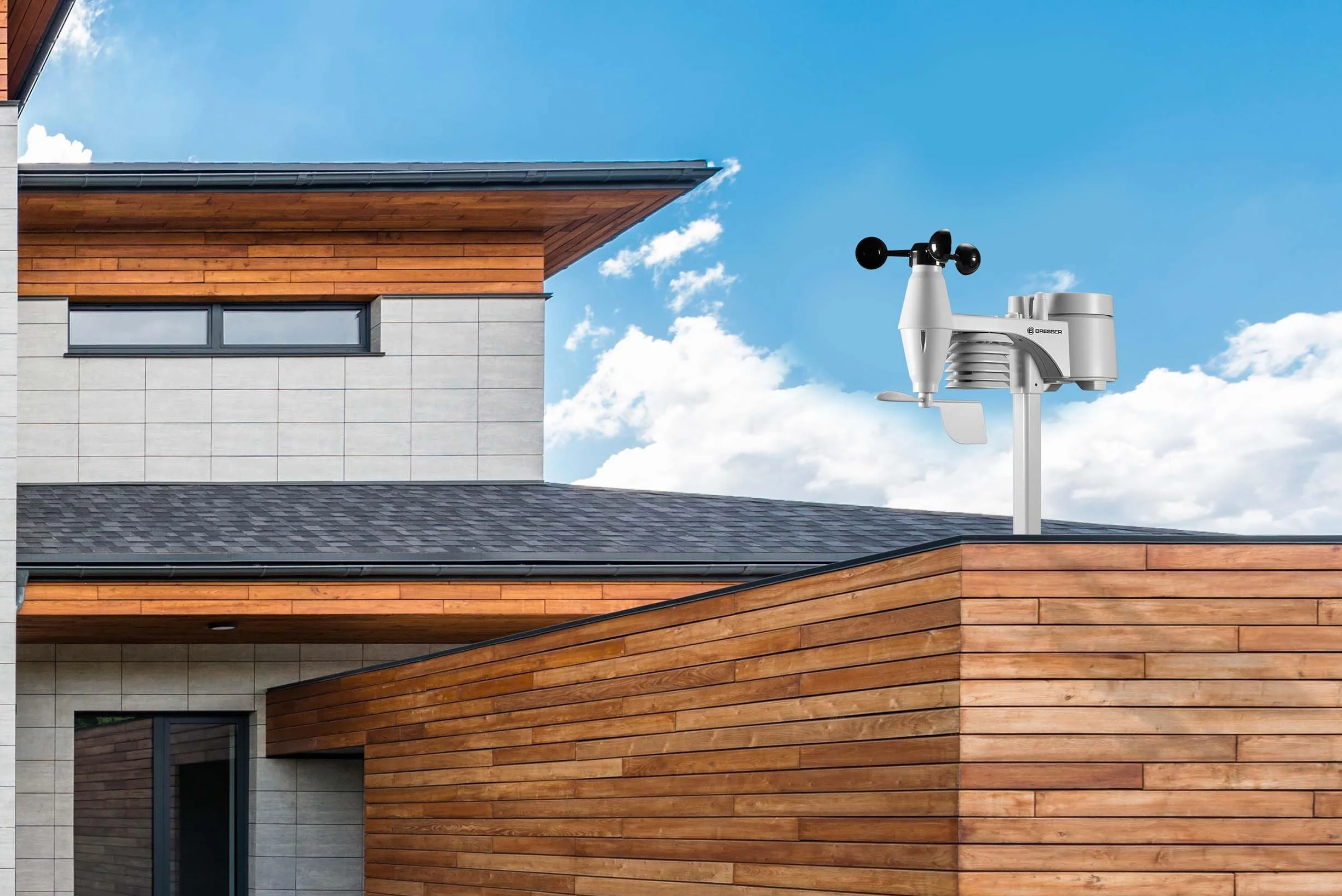 Bresser ClearView Station Météo Sans Fil WiFi Capteur Extérieur Pro 7 en 1 Noir