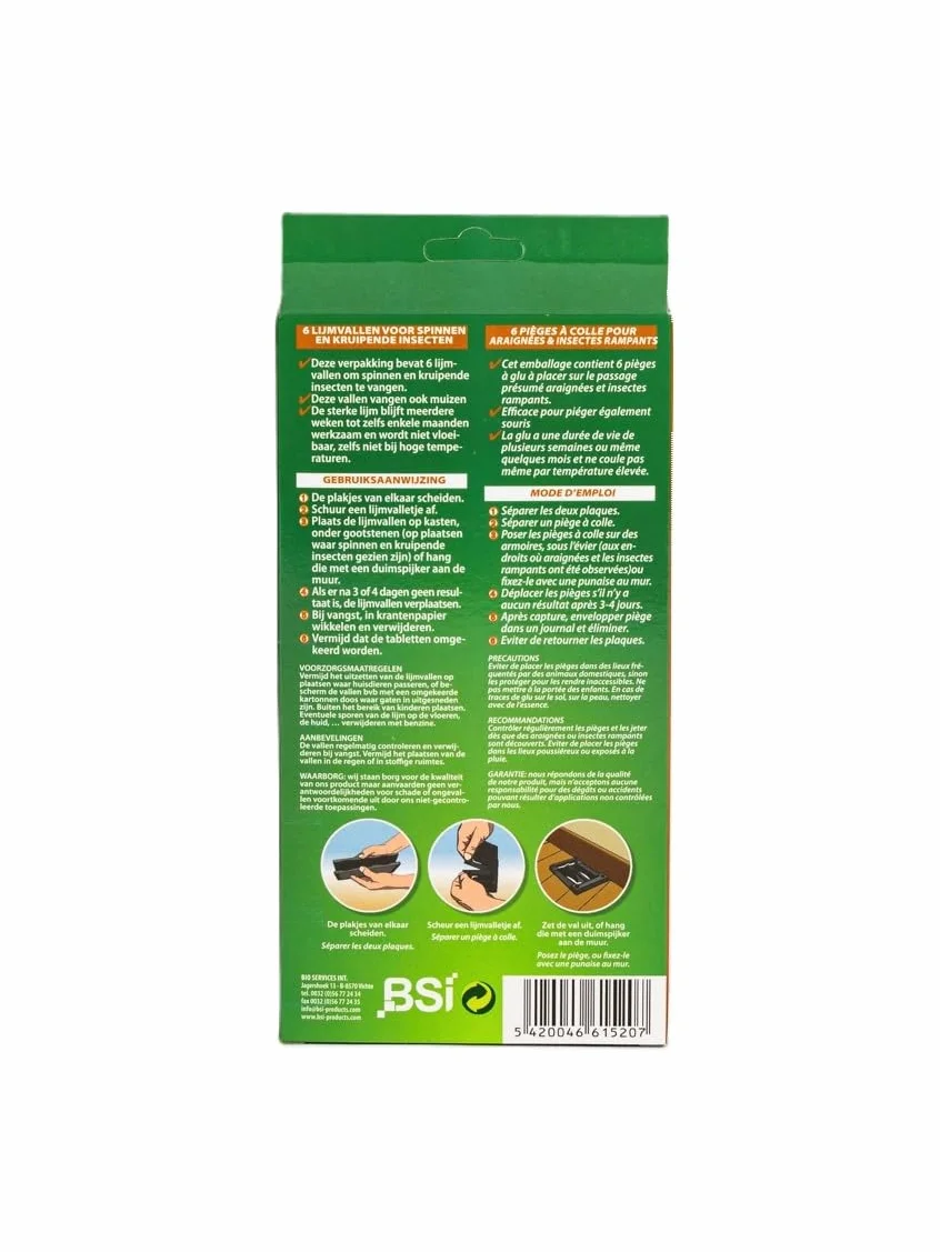 BSI - 6 Pieges - A Colle - Anti-Nuisibles - Pour Araignees - Cafards Et Autres Insectes Rampants, Noir