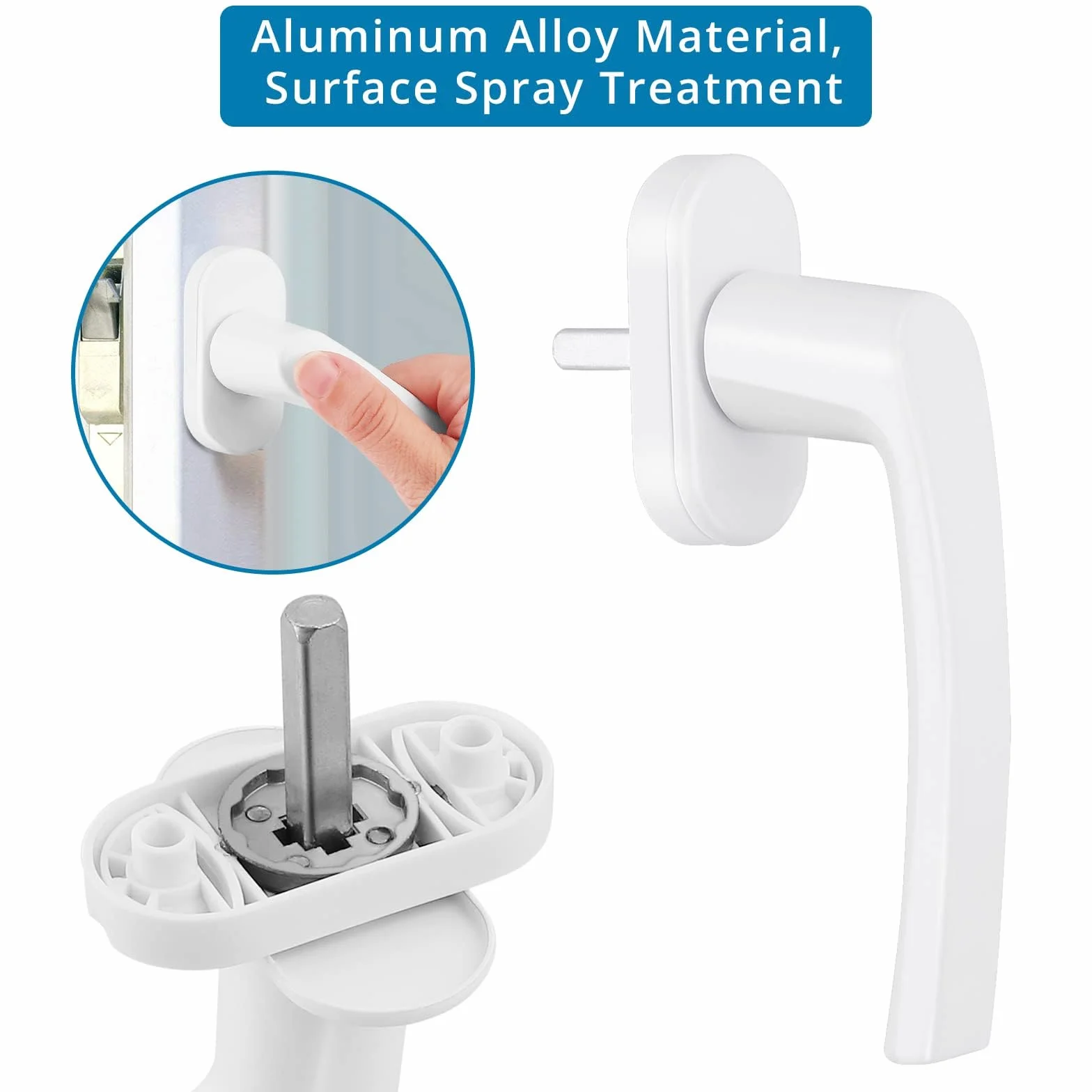 AUTOUTLET 2PCS Poignées de Fenêtre en Aluminium Blanc pour Porte de Balcon