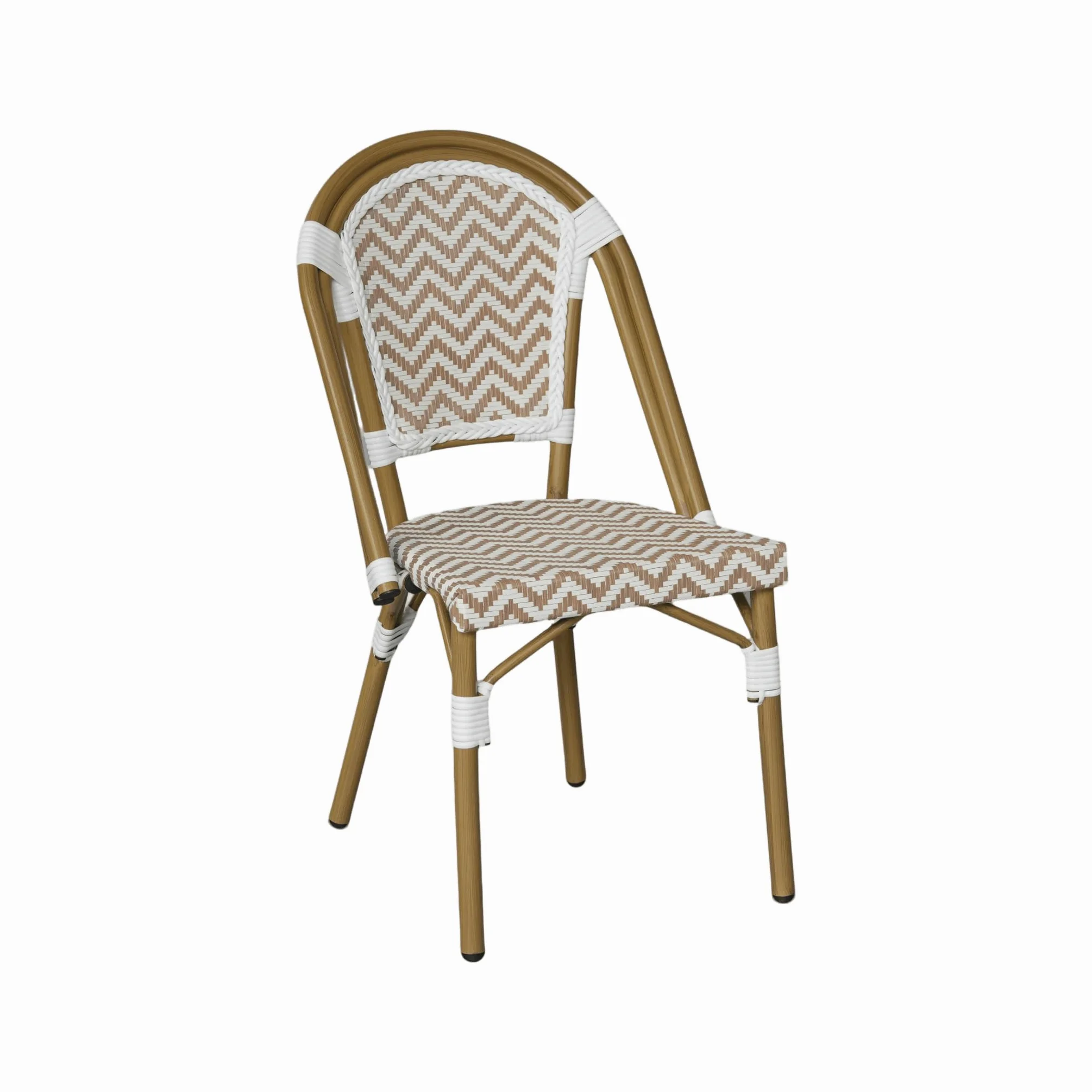 Rebecca Mobili Lot de 2 Chaises de Jardin en Aluminium, Chaises de Repas Extérieur Empilables, Marron et Blanc, Design Classique – Dimensions HxLxP : 85 x 46 x 57 cm – Art. RE7265
