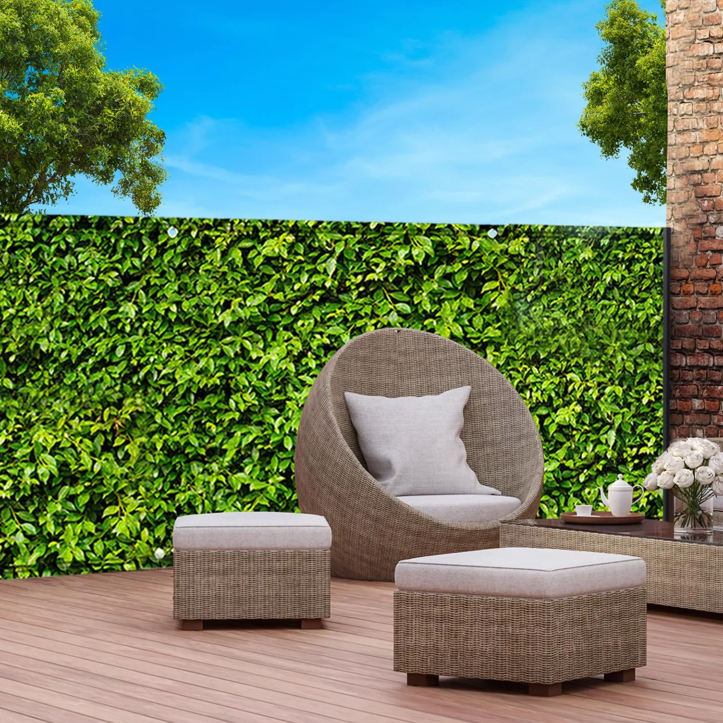 IDMarket - Brise Vue occultant 1,2 x 10 M imprimé Feuillage 160 GR/m²