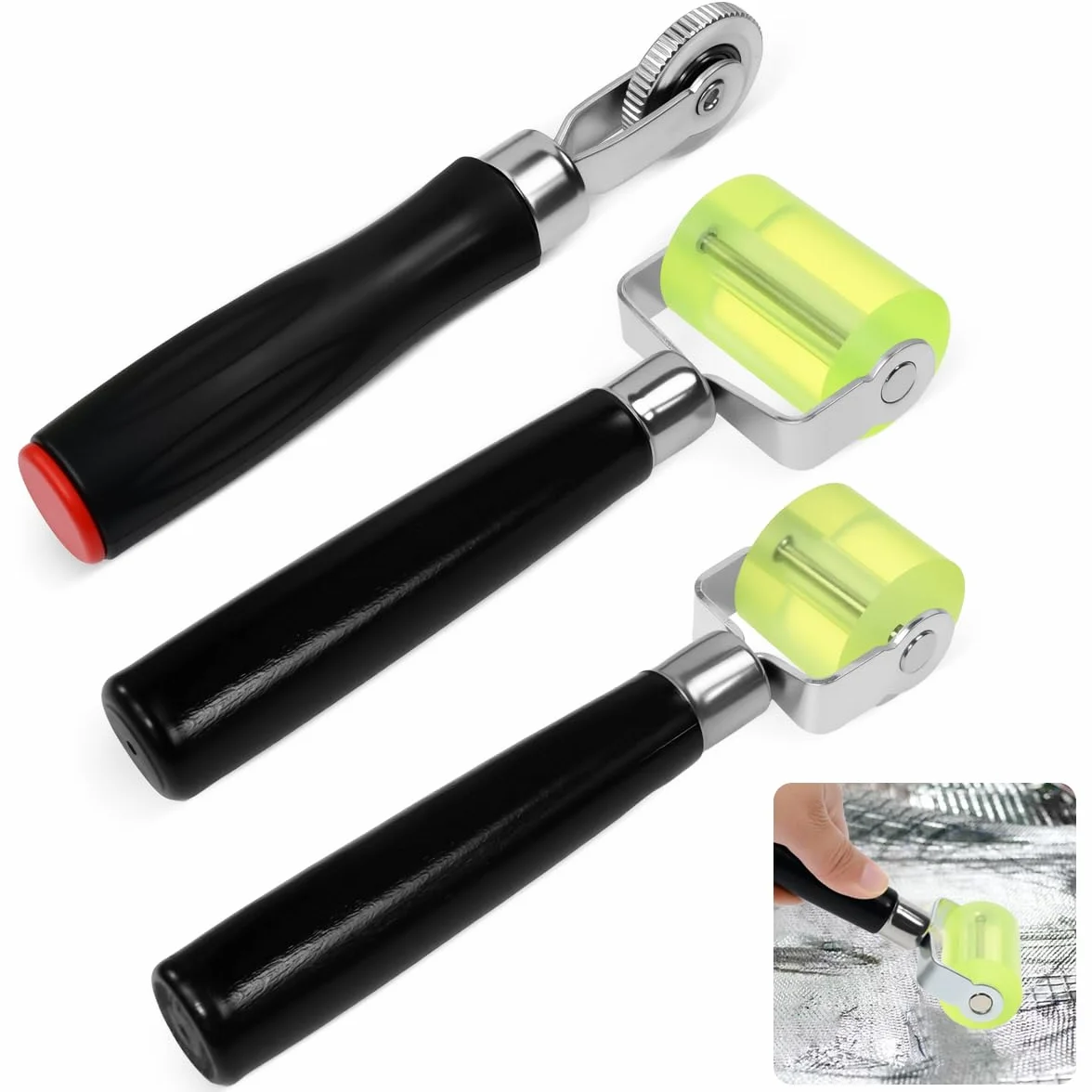Rouleau de Pression à Main 3,6/30/50 mm en Silicone et Plastique pour Papier Peint Insonorisant