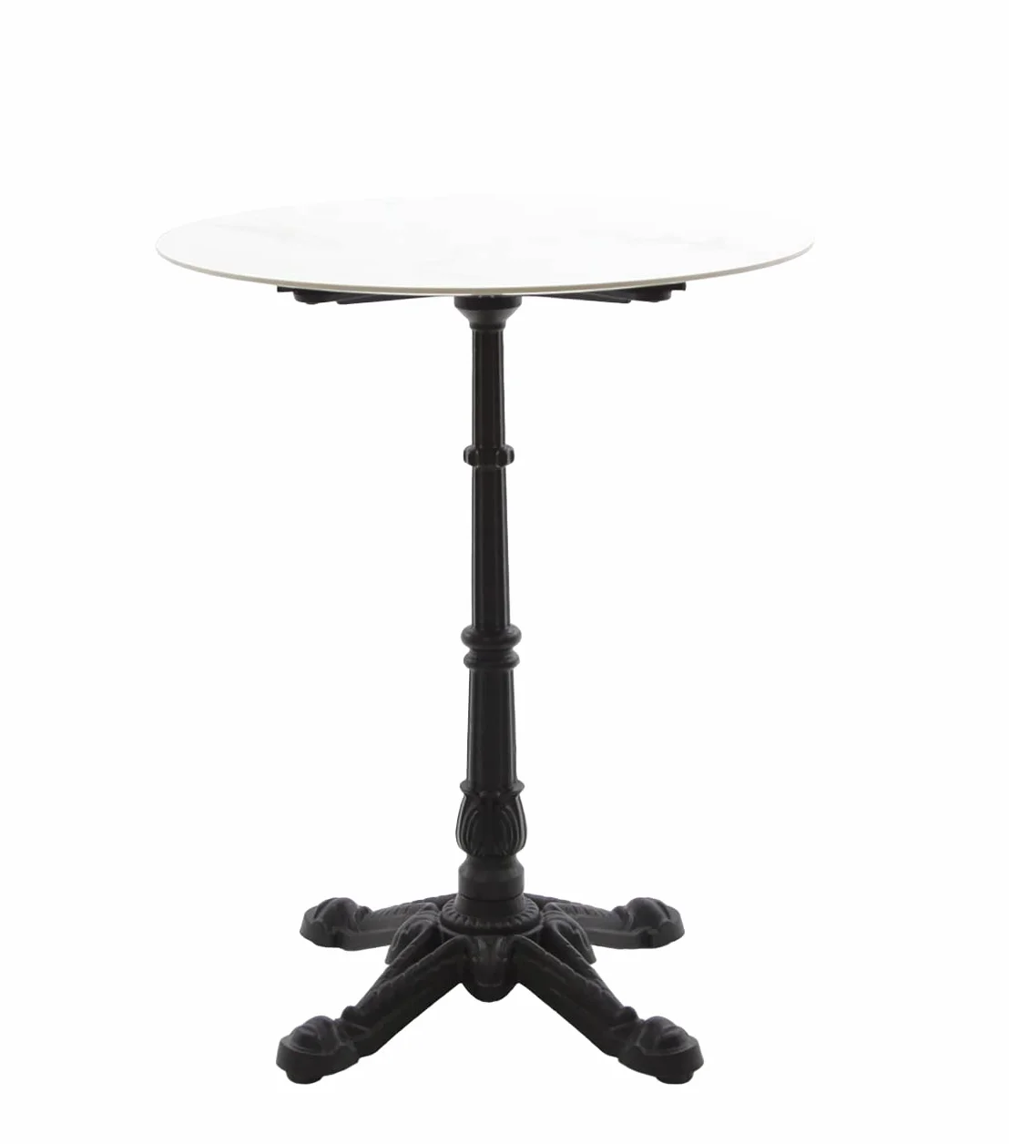 METRO Professional Table de bistro bar acier pierre frittée 60 x 75 cm ronde Blanc noir
