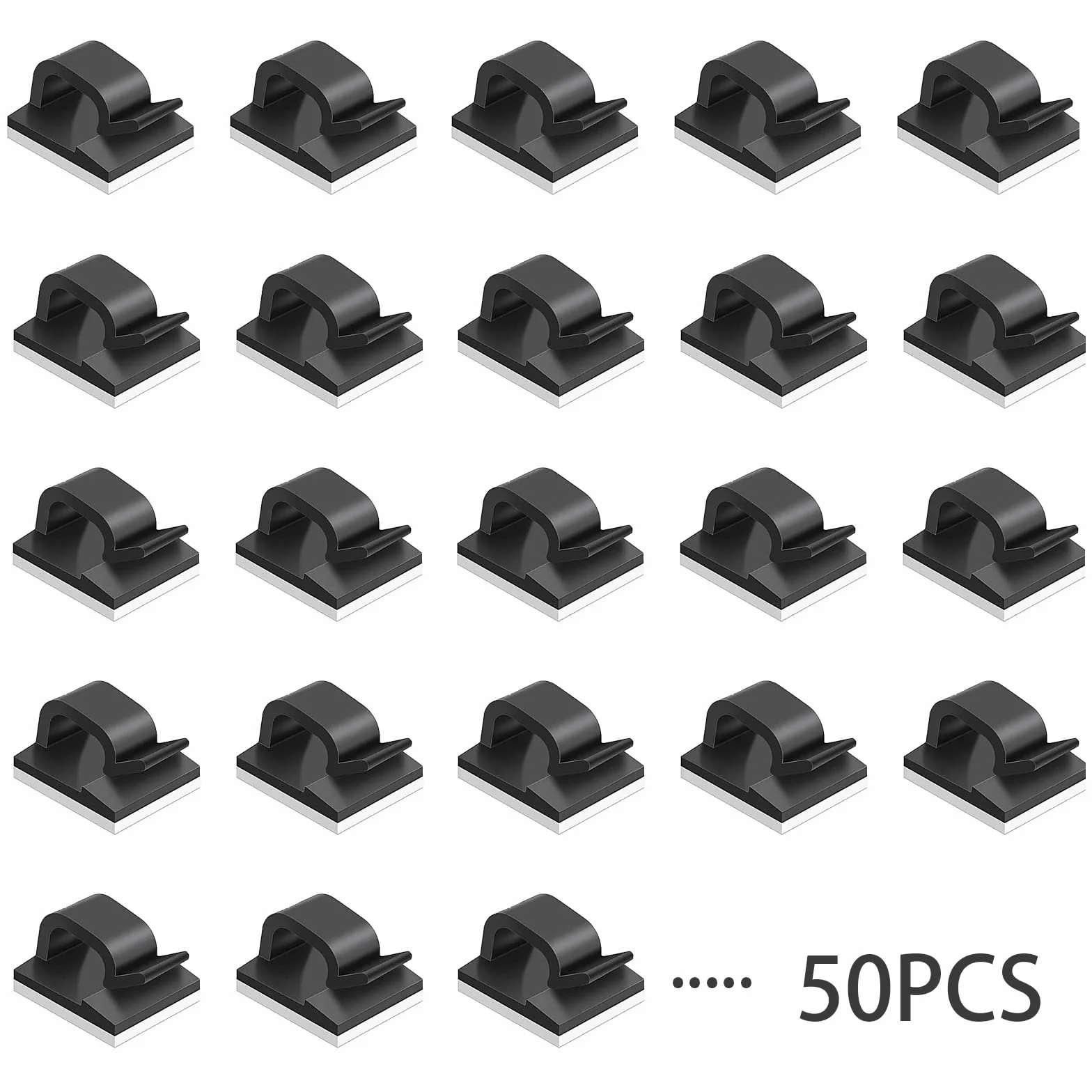 Clips de câble Auto-adhésif 50 pièces Gestion des câbles 15mm*14mm Noir