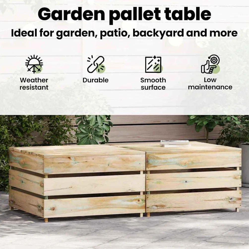 vidaXL 2X Bois de Pin Imprégné Tables Palette de Jardin Repose-Pieds de Patio Meubles de Terrasse Meubles de Jardin Tabourets d'Extérieur