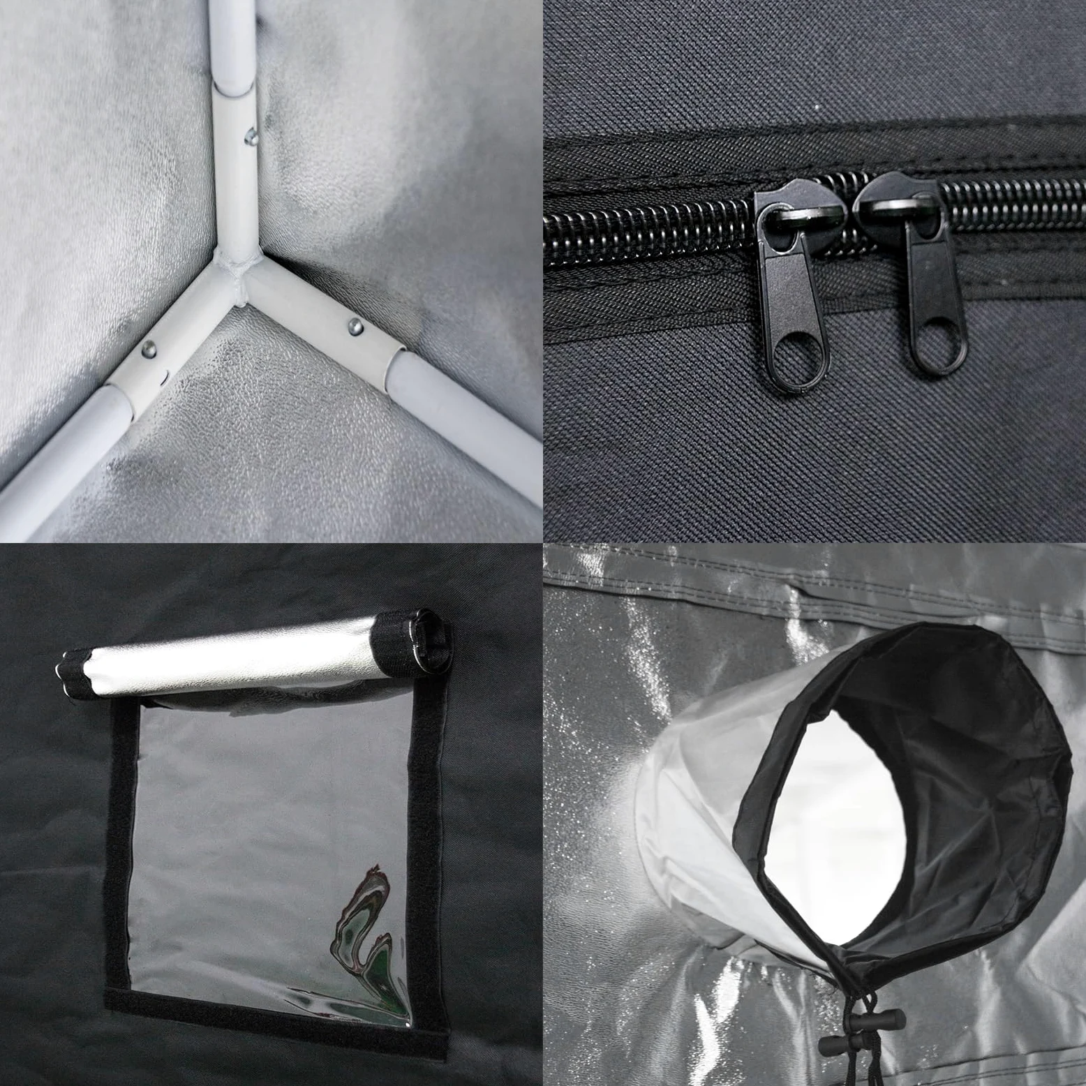SunStream Grow Tent Tente de Culture Grow Box 60x60x140 cm Hydroponique Tente de Croissance avec Fenêtre d'Observation pour Plantes (Noir, 24"x24"x56")