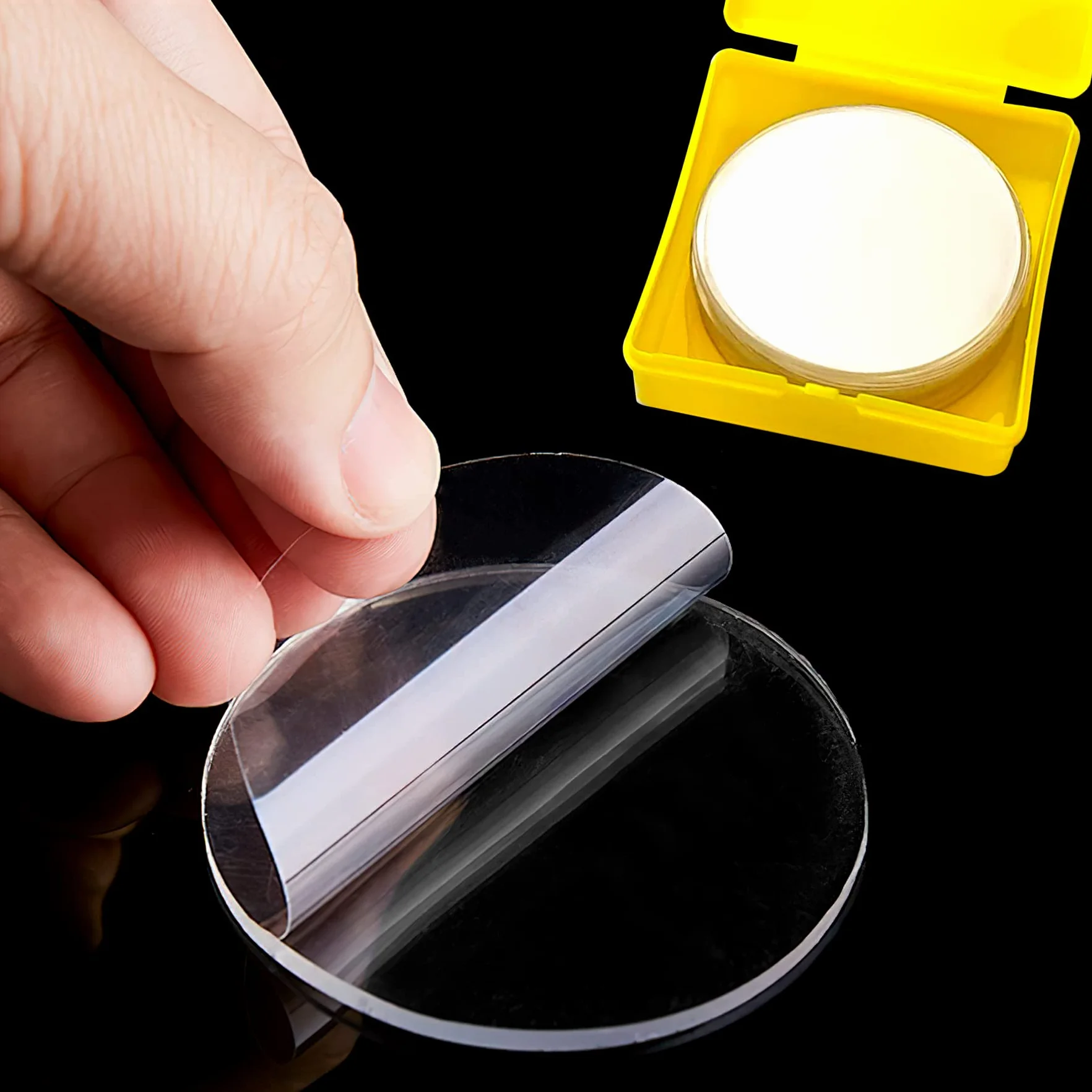 Ruban Adhésif Double Face Rond Extra Fort 50 mm 24 pcs Nano Tape Réutilisable Transparent