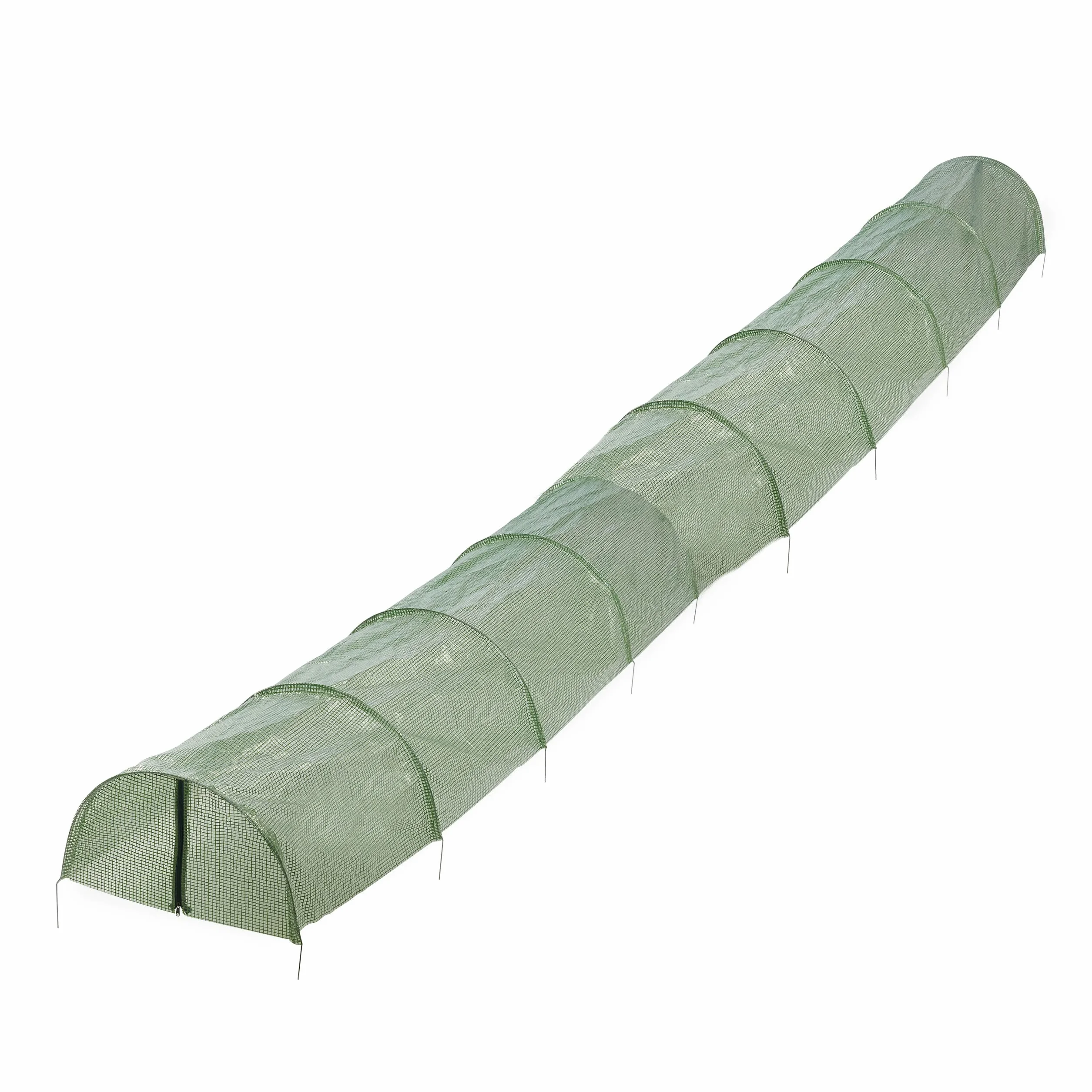Relaxdays Serre, 7 m de Long, en polyéthylène avec Fermeture éclair, 10 arceaux, Tunnel de Culture, Plantes, Vert