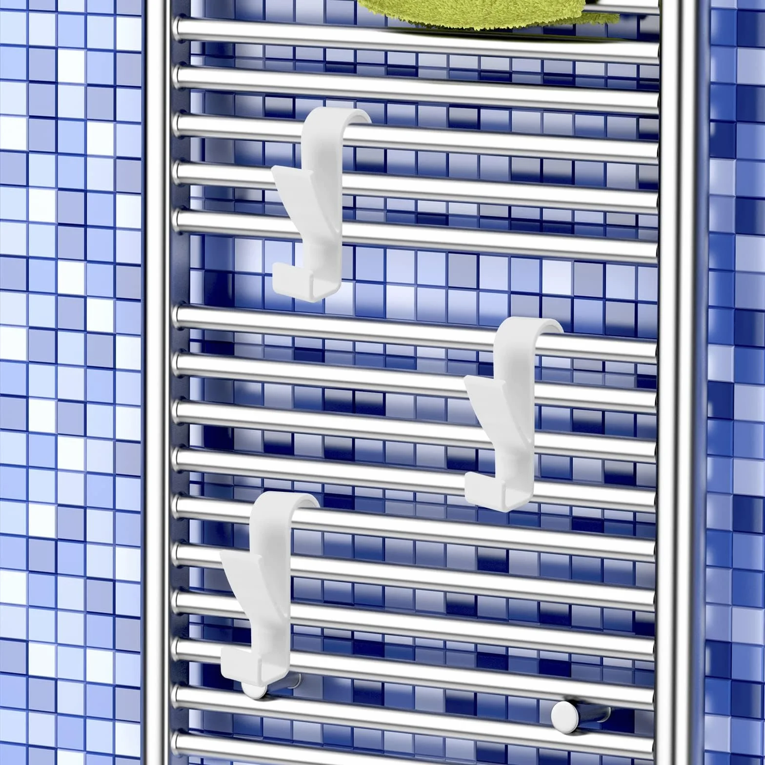 Crochet Serviette Radiateur 8 Pièces pour Salle de Bain - Blanc