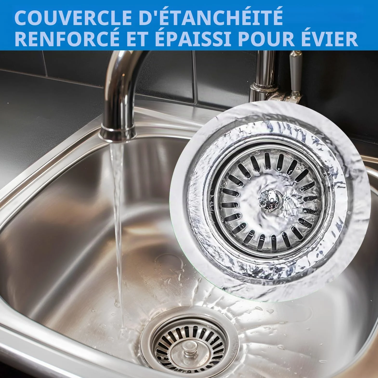 Bouchons Évier Cuisine 80mm INOX avec Grille, Filtre et Joints de Rechange