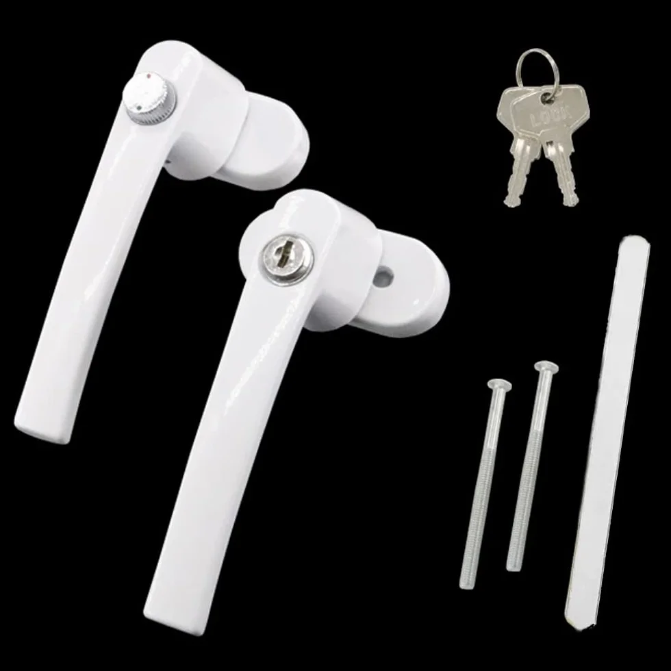 Poignée de Fenêtre avec Serrure en Aluminium, Verrouillable, avec Vis de Fixation, Blanc