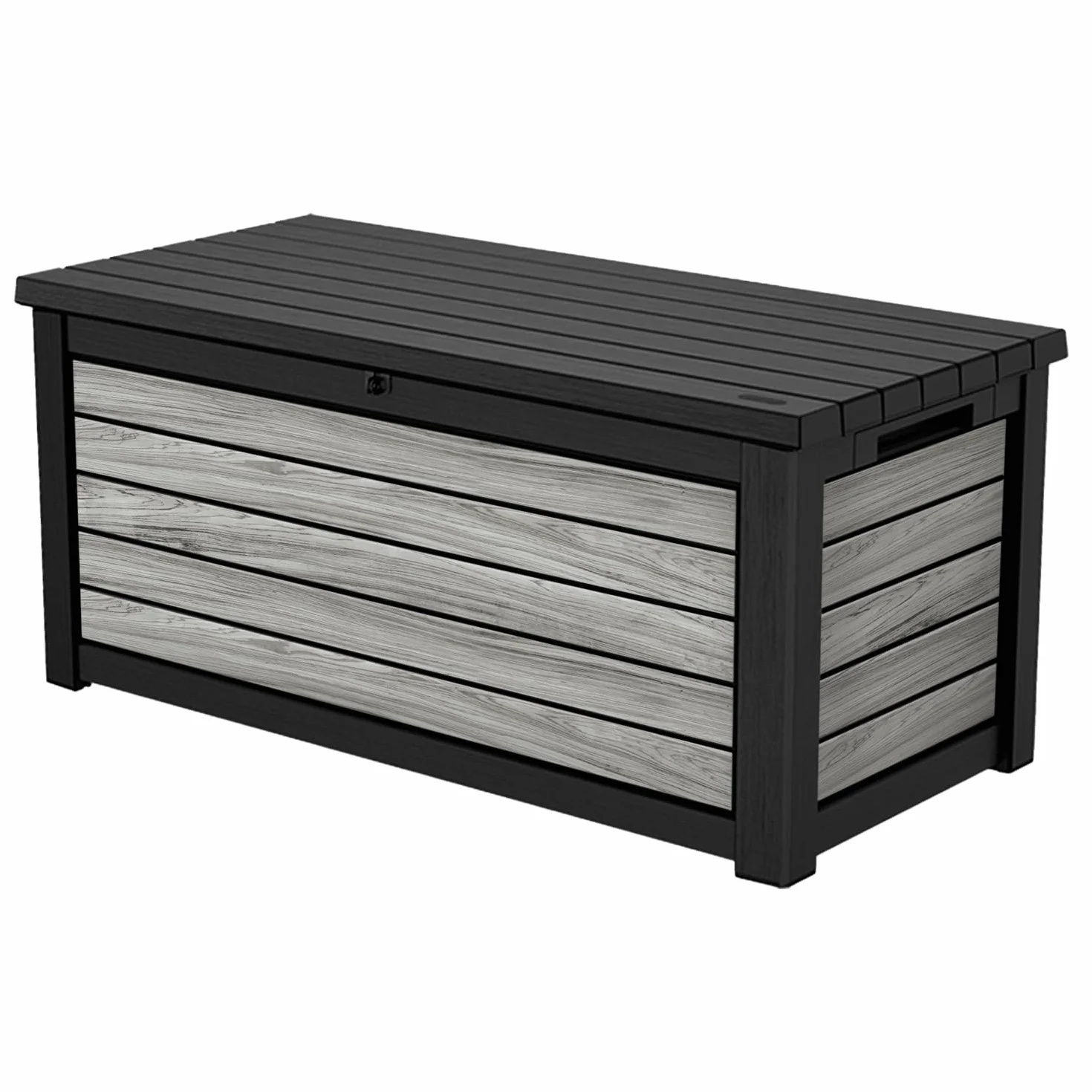 Keter Northwood Boîte de rangement/boîte à coussins 623 l | 100 % étanche avec ventilation donc pas d'odeur désagréable / moisissure, aspect bois moderne, couvercle pouvant supporter jusqu'à 250 kg
