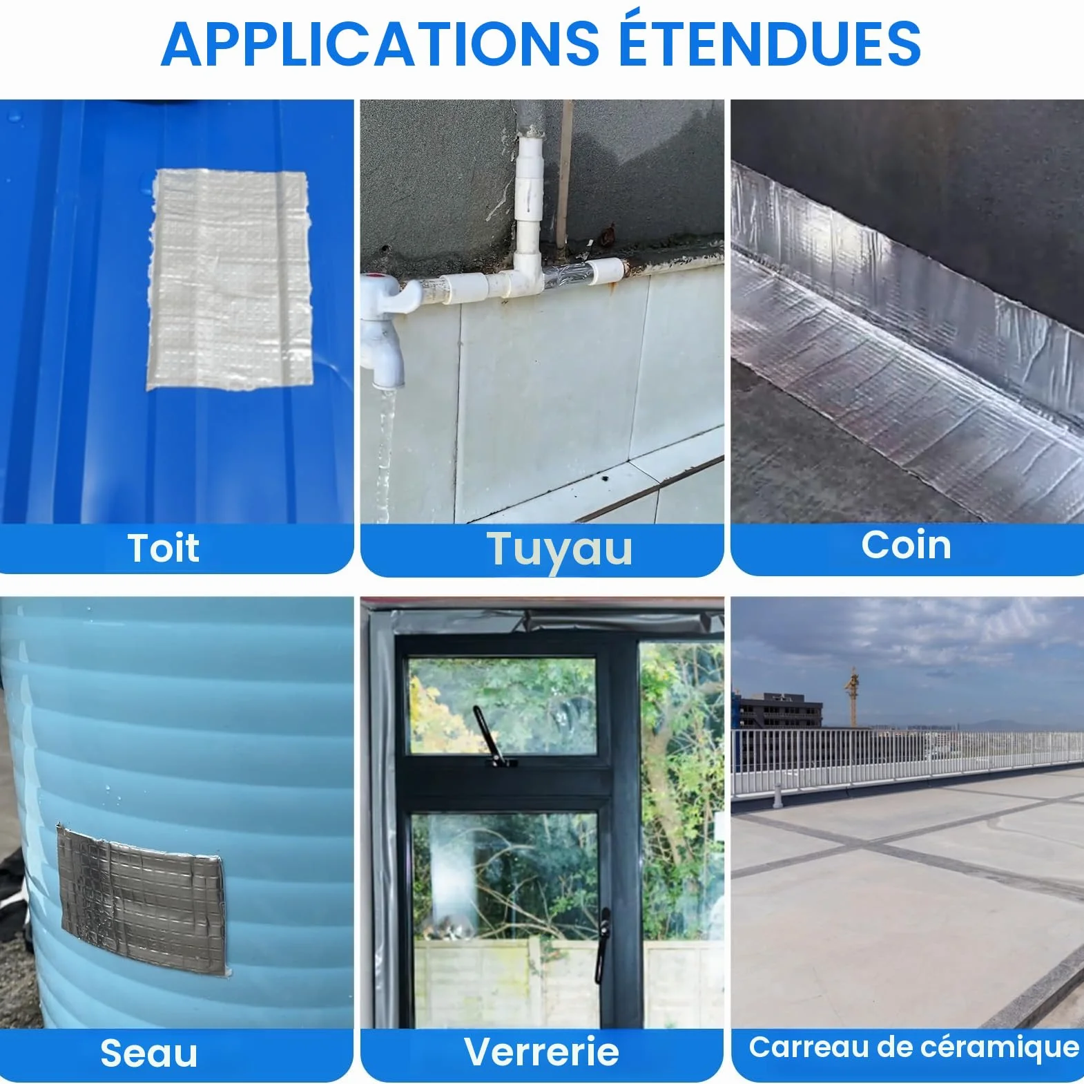 Ruban Butyle ADHES Haute Température 50mm x 5m Étanchéité Toiture Façade
