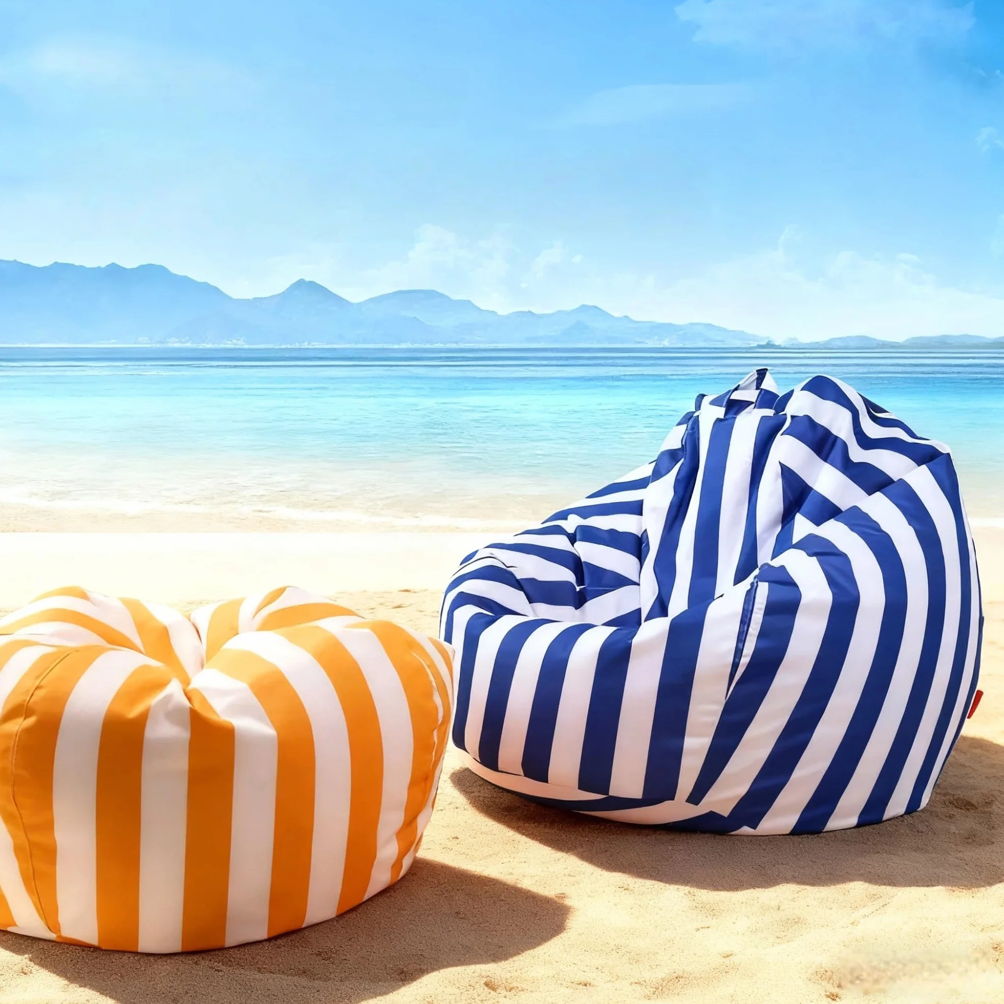 SXBCyan Housse de Pouf Exterieur (sans Remplissage), Fauteuils Poire Impermeable pour Enfant Adulte, Pouf Chaise de Salon, Plage, Jardin, Siège d'angle(Light Kahki,D100cm-cover-adults)