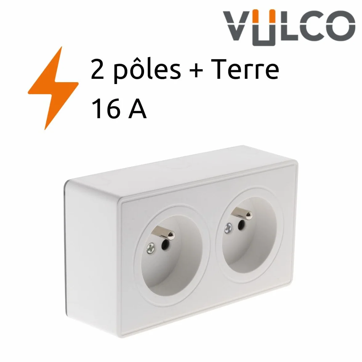 Zenitech Prise Double saillie 2P+T 16A Blanc