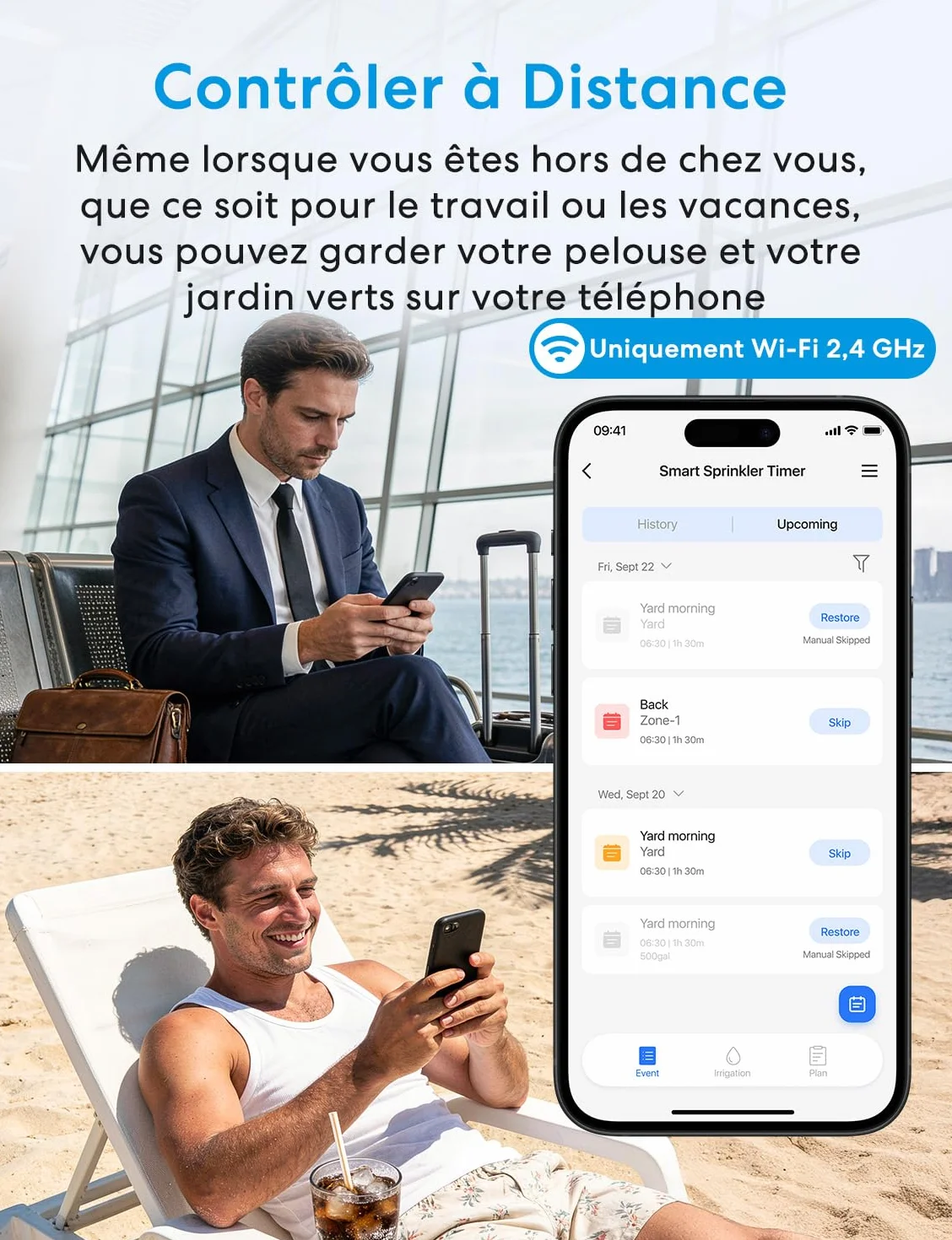 Meross Programmateur Arrosage WiFi 2 Voies MST200, Arrosage Automatique Contrôle à Distance Compatible Apple HomeKit Alexa Google Home, 2.4GHz