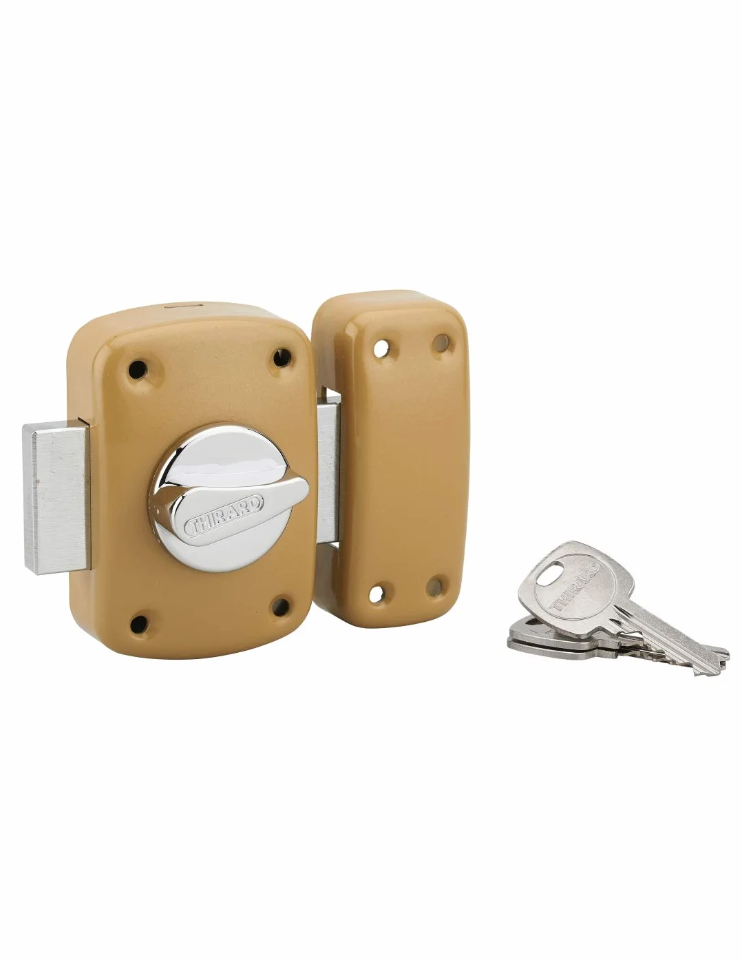 THIRARD Verrou à Bouton Corvette pour Porte d'Entrée Cylindre Laiton 60 mm Ø 23 mm Acier 3 Clés Crantées Époxy Bronze