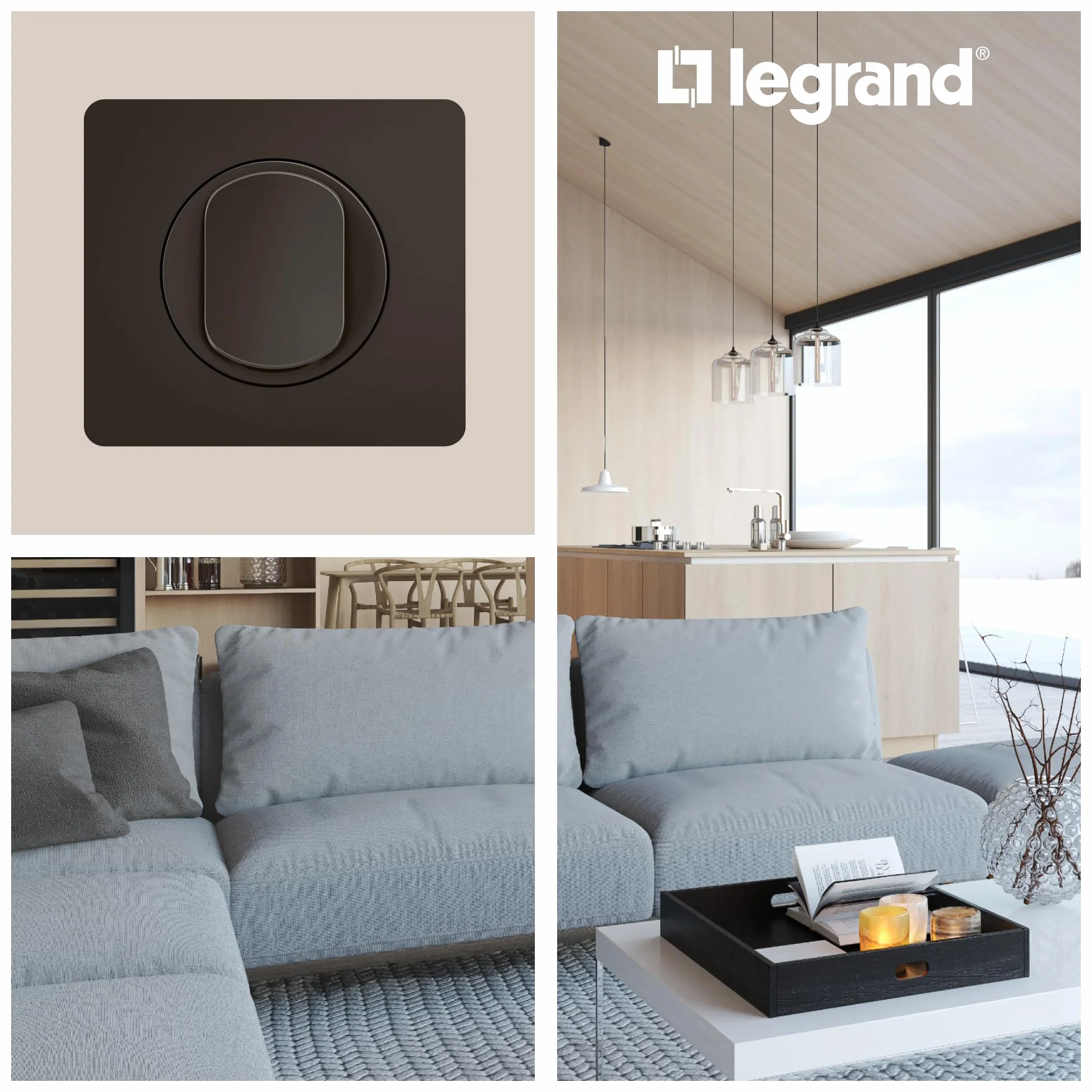 Legrand Plaque 3 Postes Noir Mat Céliane Finition Déco Moderne Compatible Mécanismes 90% Matière Recyclée