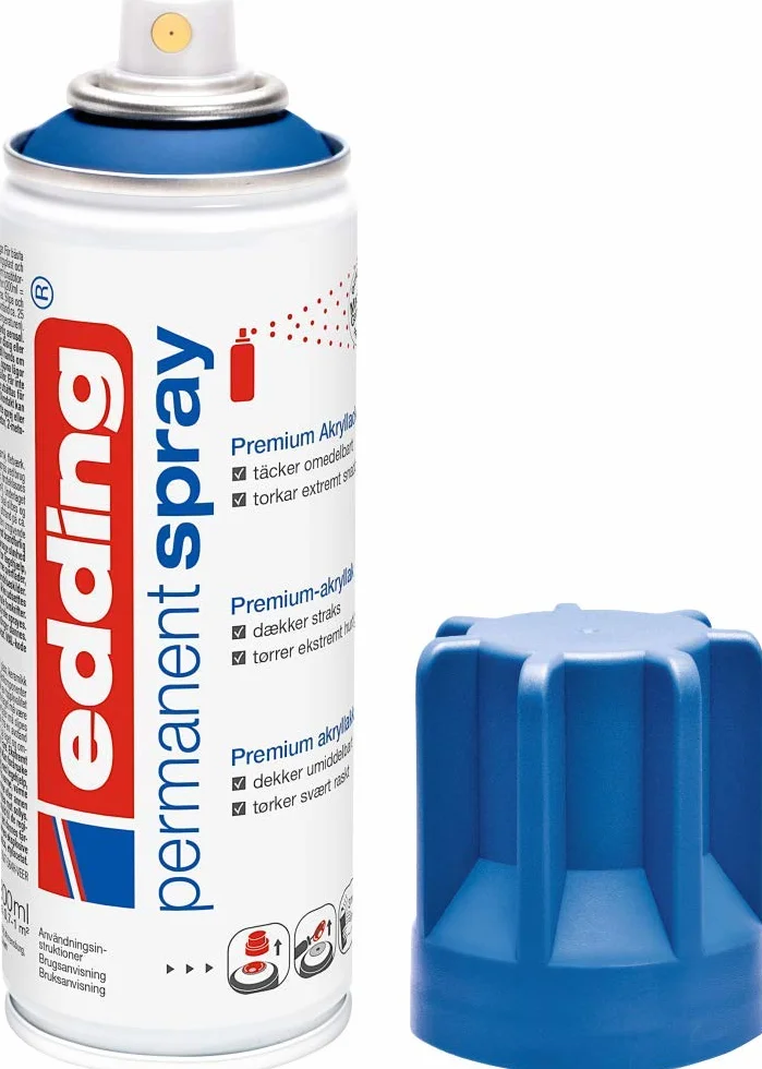 edding 5200 permanent spray gentian blue matt 200 ml acrylic paint for glass metal wood ceramic plastic canvas