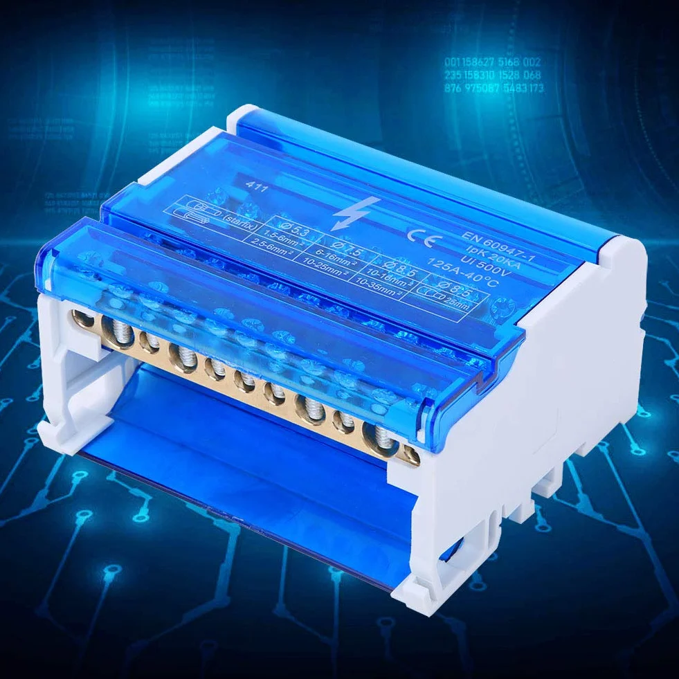 Répartiteur Tétrapolaire Din Rail 4 Niveaux Monophasé Boîte de Distribution 411 Terminal Block
