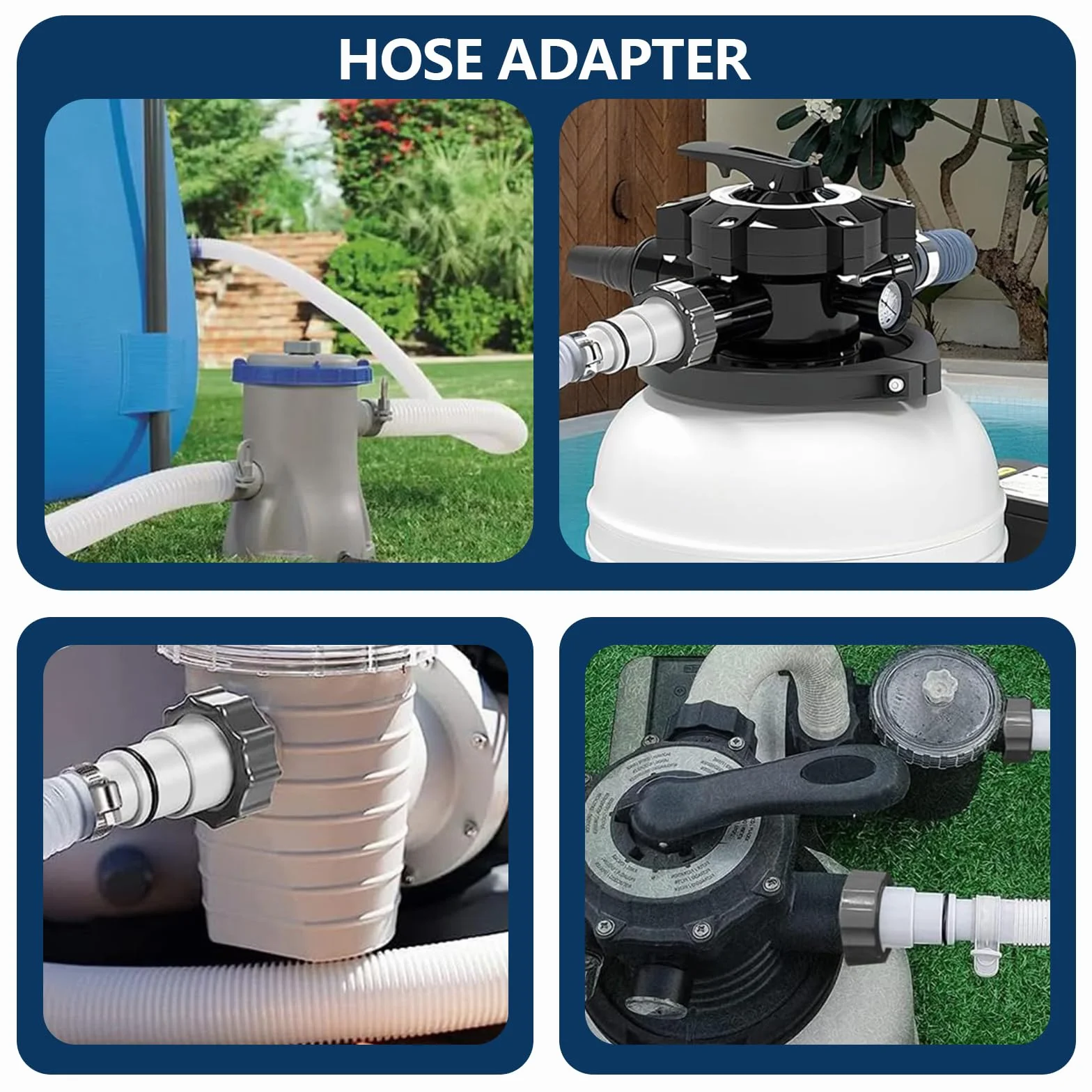 Adaptateur Tuyau Piscine 32/38 mm Étanche Anticorrosion Compatible Pompe Filtre Chauffage Intex