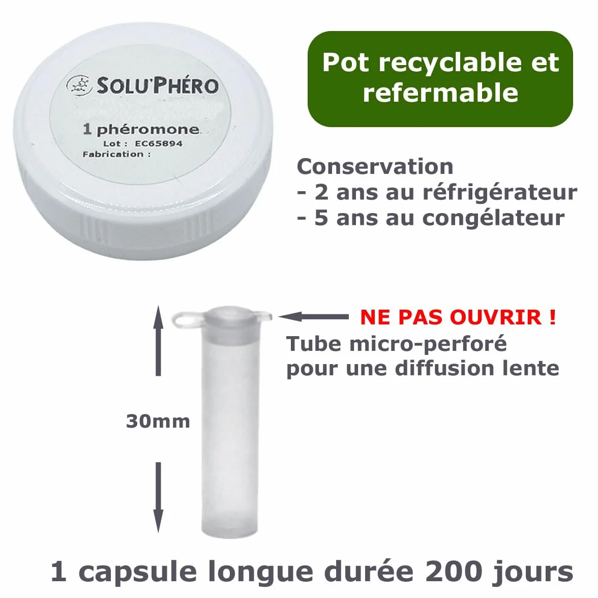 SOLUPHERO - Kit Piège Entonnoir Funnel Trap + phéromone Longue durée Contre la Chenille de la processionnaire du pin - Efficace 6 Mois (200 Jours) - Lutte Biologique - A Installer de Juin à Septembre