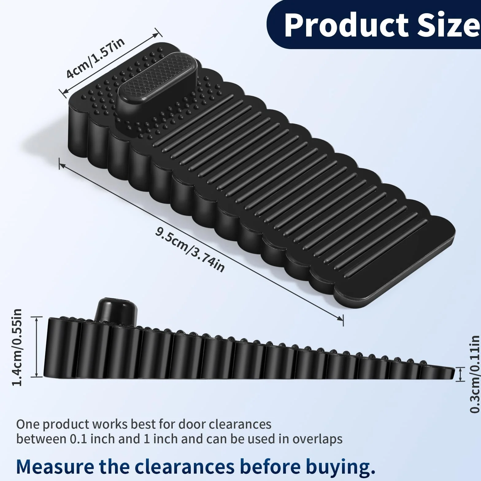 Bloque Porte Sol PVC Réglable en Hauteur 6 Pièces - Noir