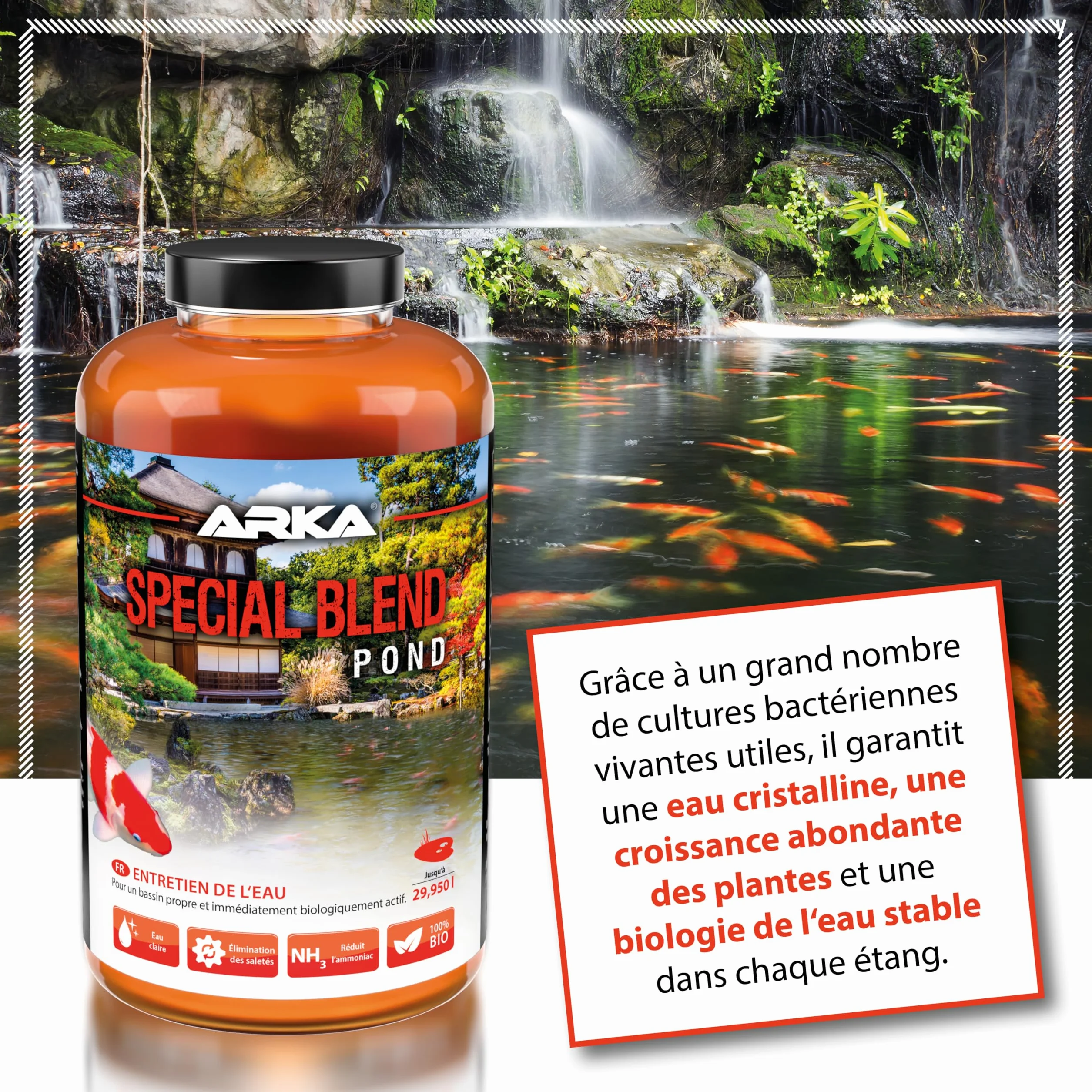 ARKA Pond Special Blend - Mélange bactérien hautement Actif pour Une Eau de Bassin Propre, décompose Les impuretés et est immédiatement biologiquement Actif