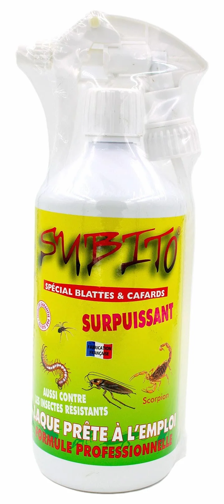 SUBITO LAQUE INSECTICIDE CAFARDS 500ml Protection Longue Durée Intérieur Extérieur