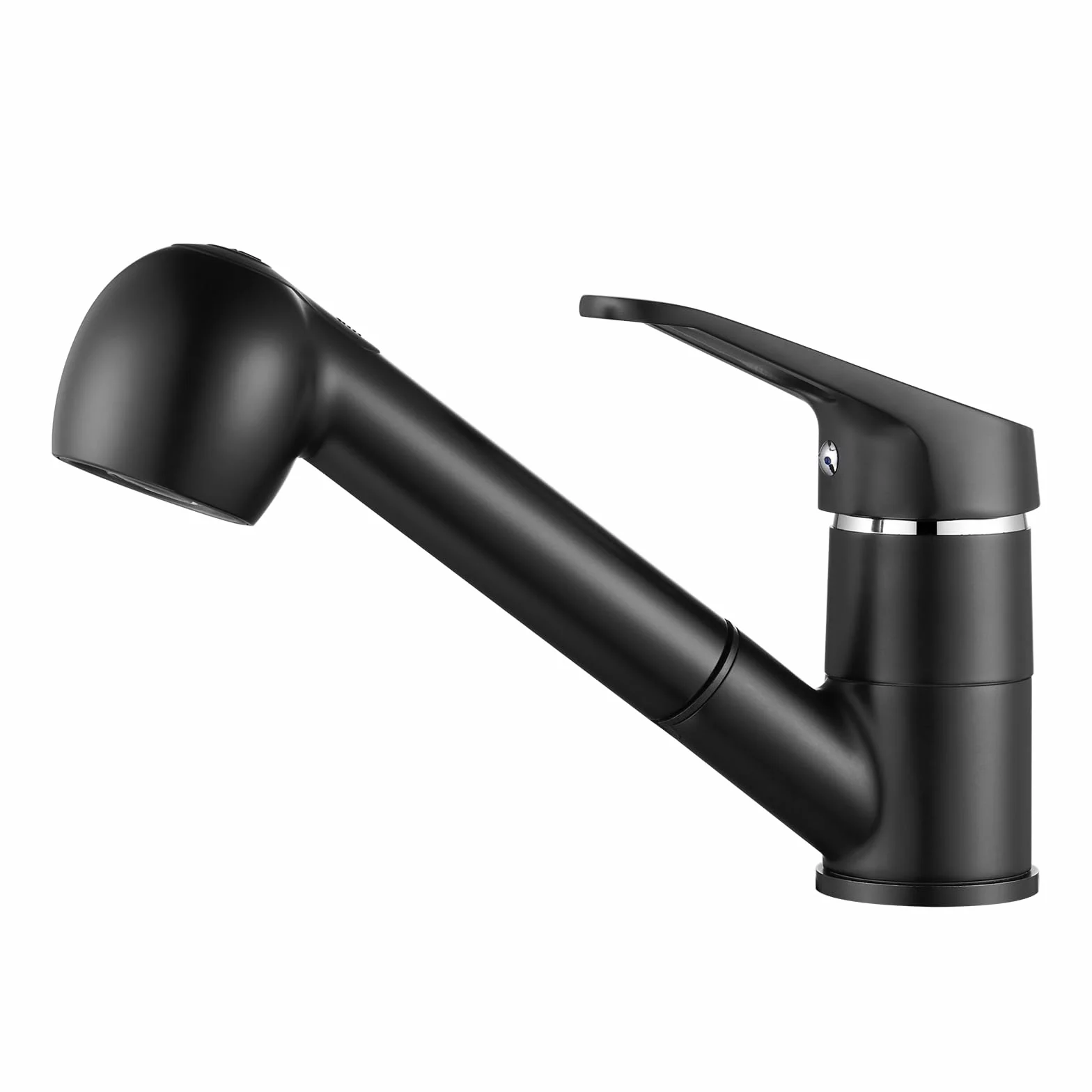Auralum Robinet de Cuisine Noir Douchette Extractible 2 Jets Mitigeur Évier 360° Laiton Monotrou Eau Froide Chaude