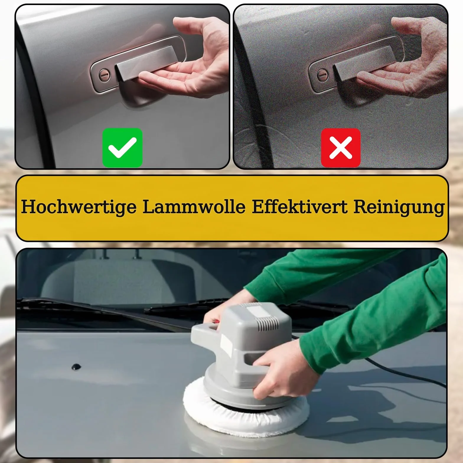 Bonnet de polissage laine d'agneau 220-250 mm pour polisseuse orbitale voiture Einhell CE-CB 18/254 Li CC-PO 90